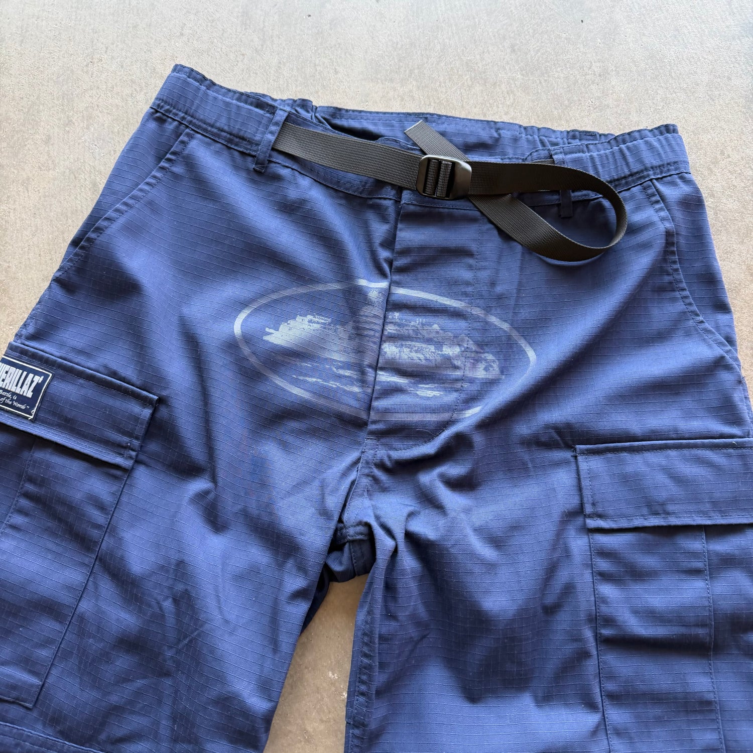 34x35 Corteiz Guerillaz Navy Cargo Pants