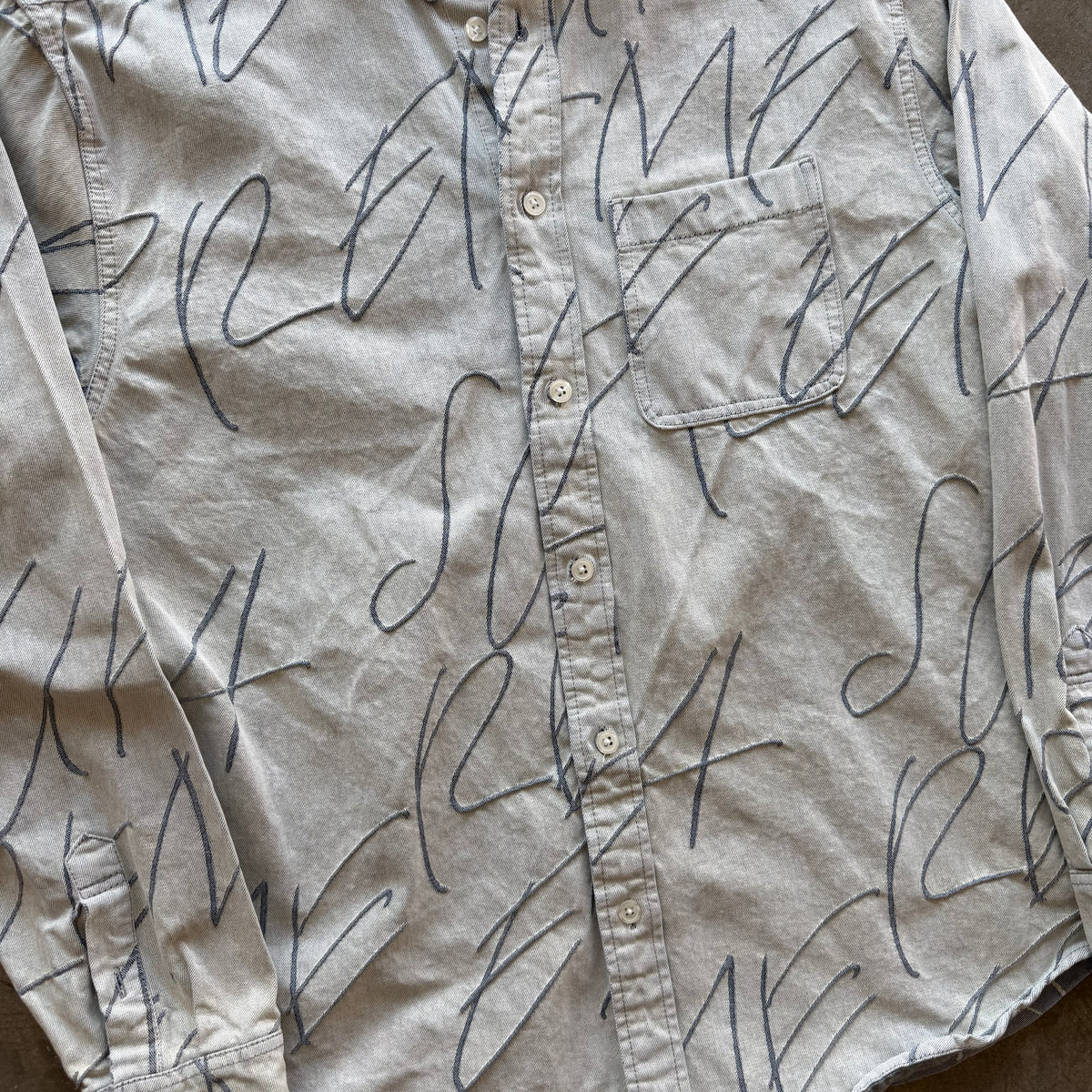 L Supreme Script Denim Button Up