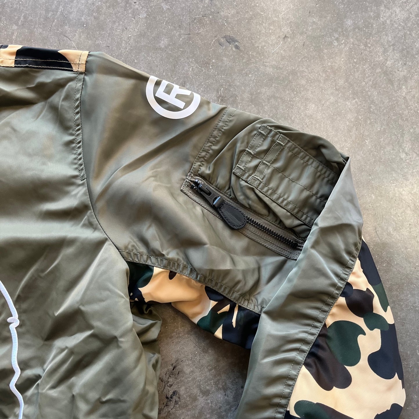 L Olive Bape Bomber Jacket