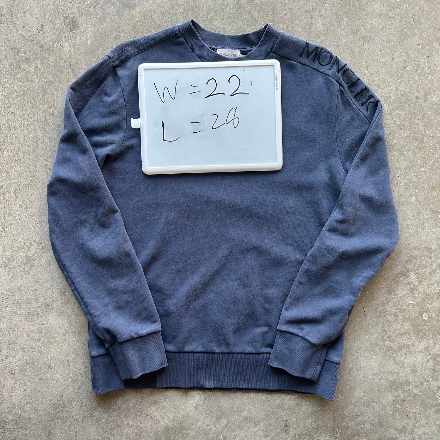 L Navy Moncler Navy Spellout Crewneck