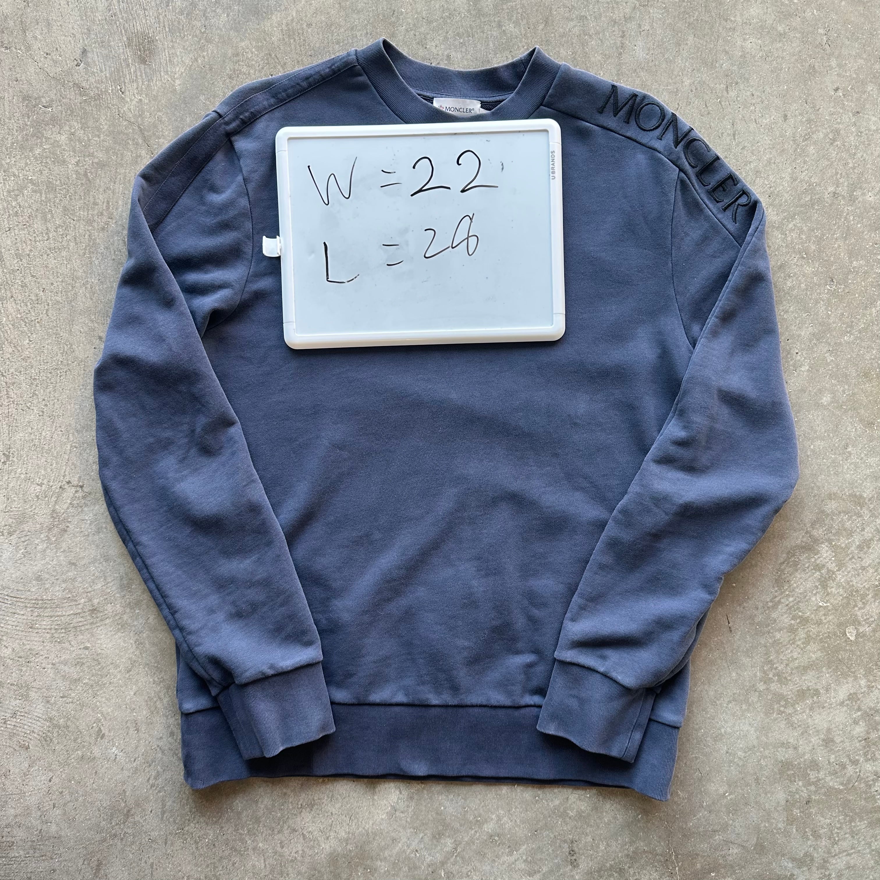 L Navy Moncler Navy Spellout Crewneck