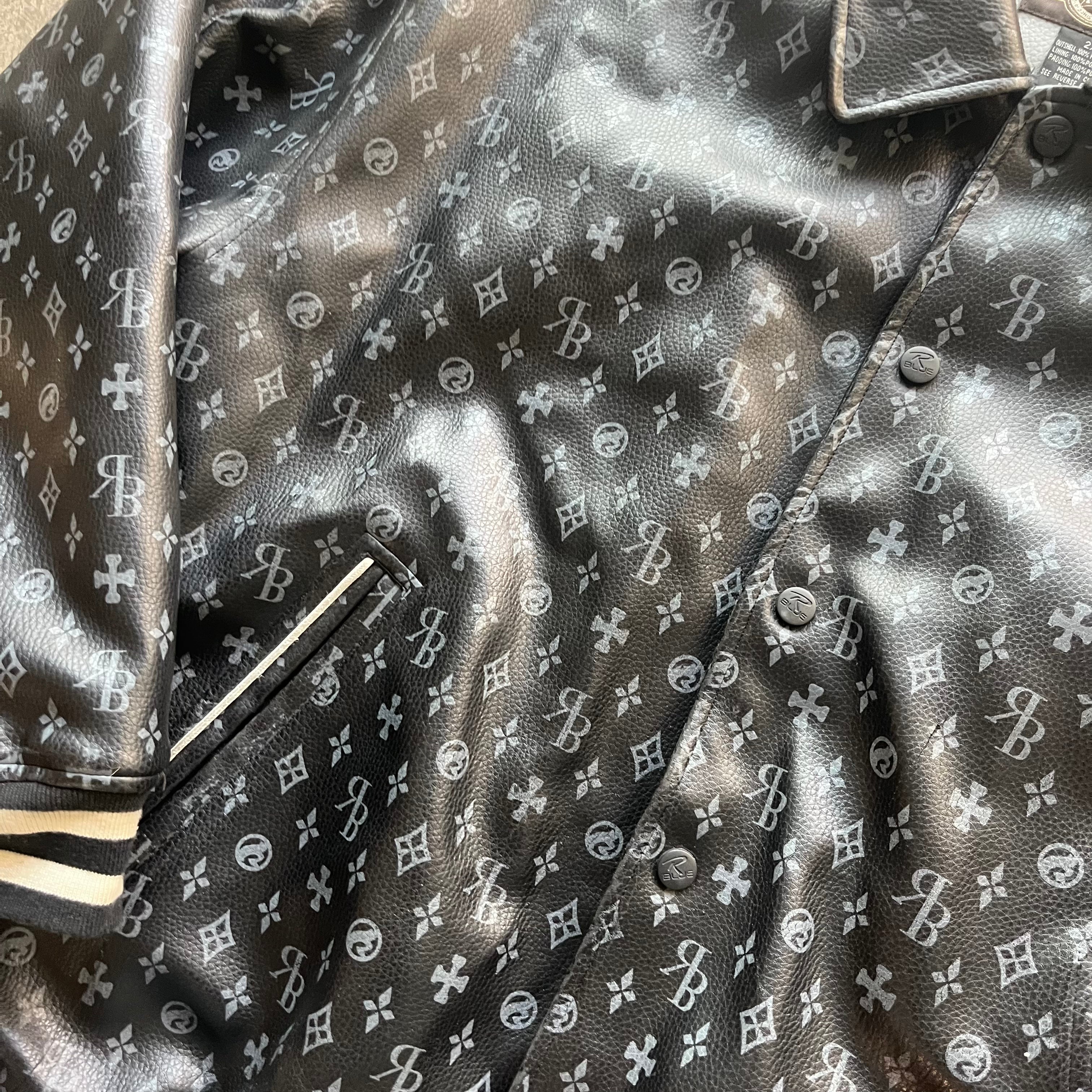 XXL Y2K RawBlue Leather Jacket