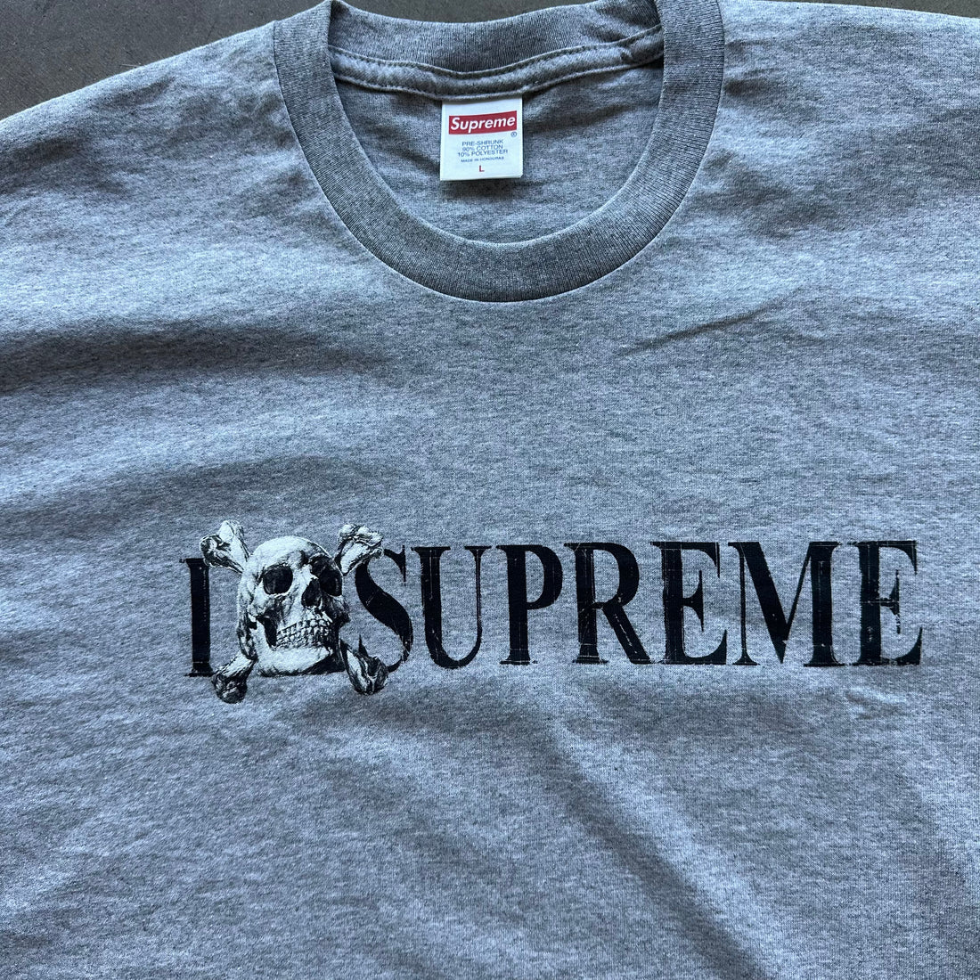 L Grey Supreme Skull Tee