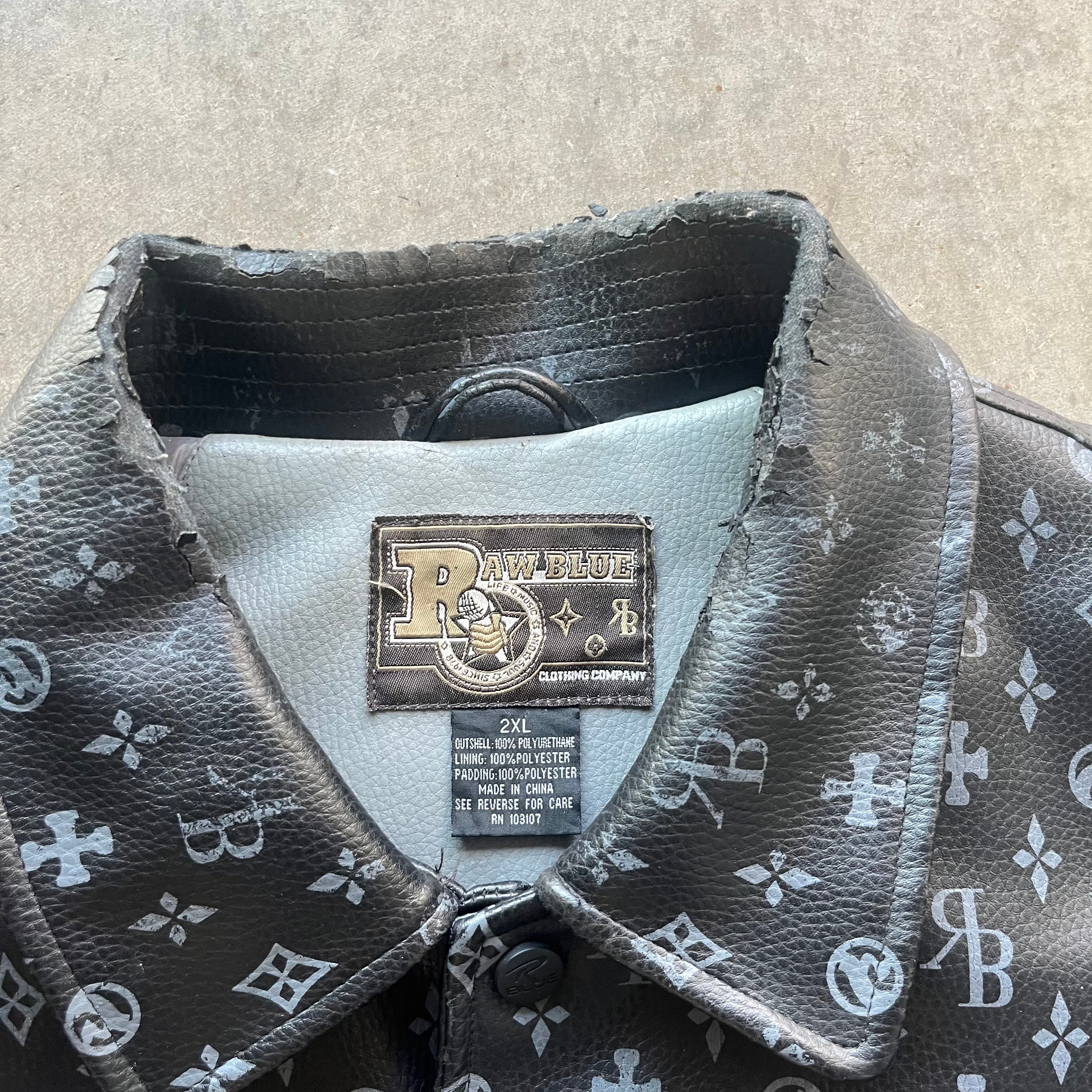 XXL Y2K RawBlue Leather Jacket