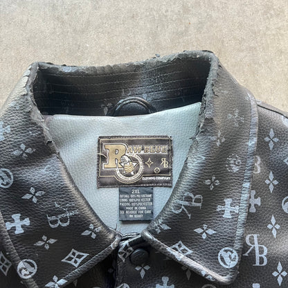XXL Y2K RawBlue Leather Jacket