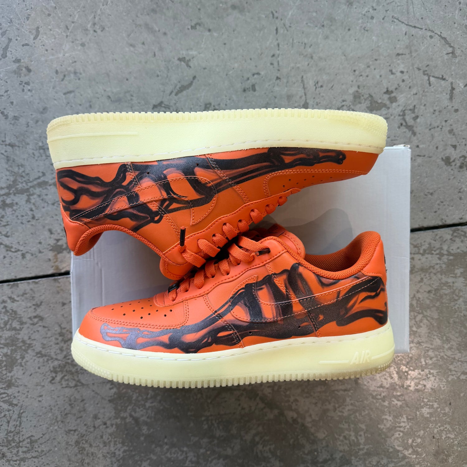 9 Used Nike Air Force 1 Skeleton Orange