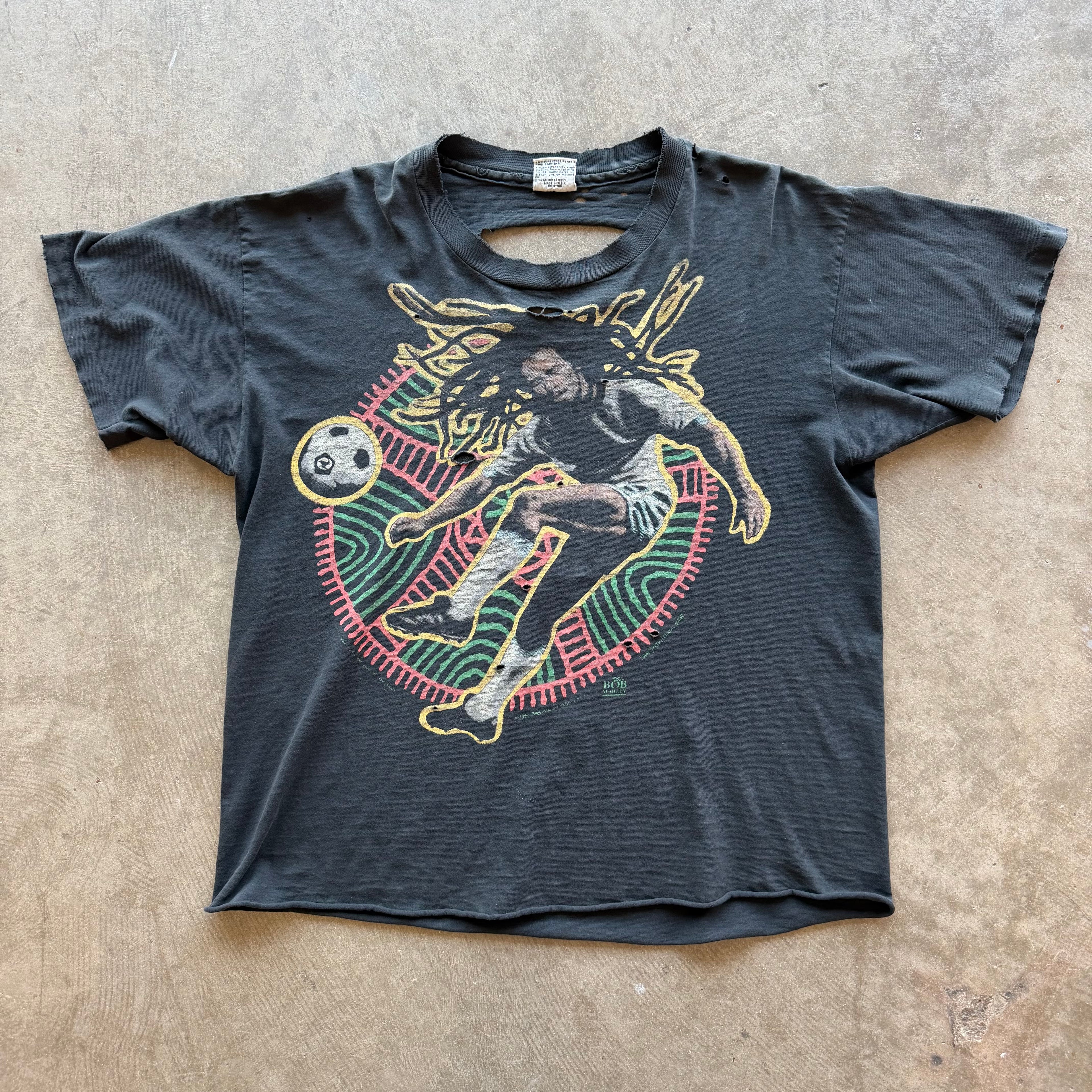 L Thrashed Bob Marley Liquid Blue Tee