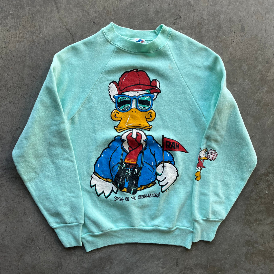 M 80s Donald Duck Cheerleader Crewneck