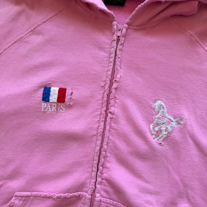 XXL Balenciaga Distressed Pink Polo Zipup