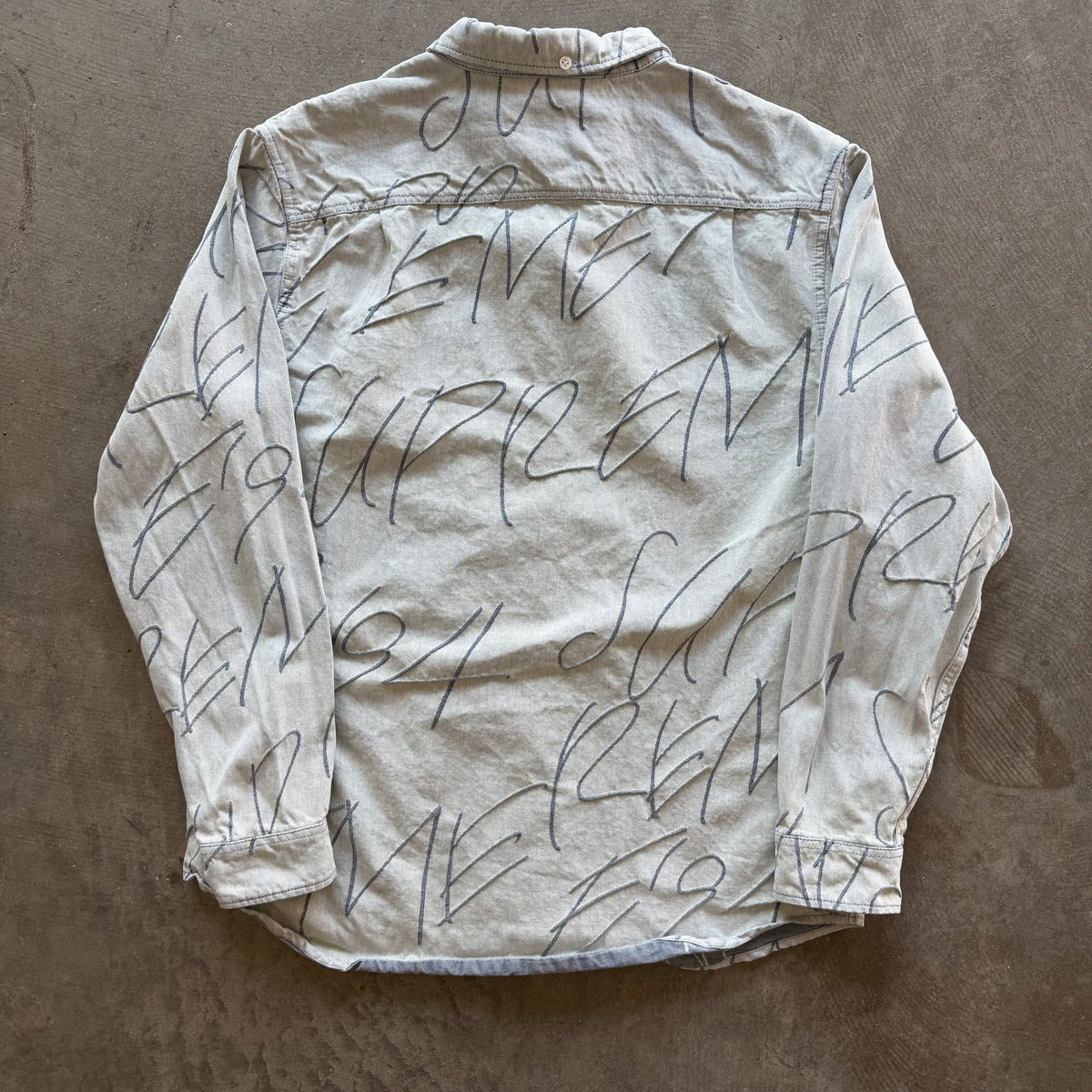 L Supreme Script Denim Button Up