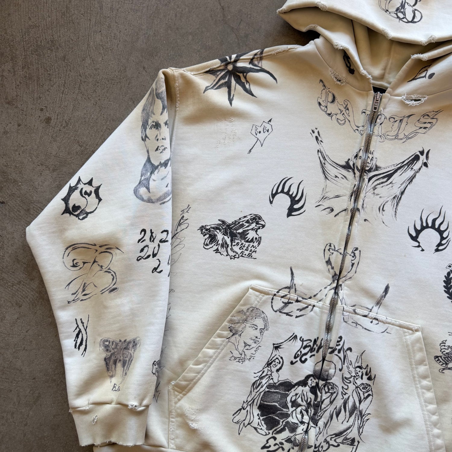 S Balenciaga Tattoo Full Zip Hoodie