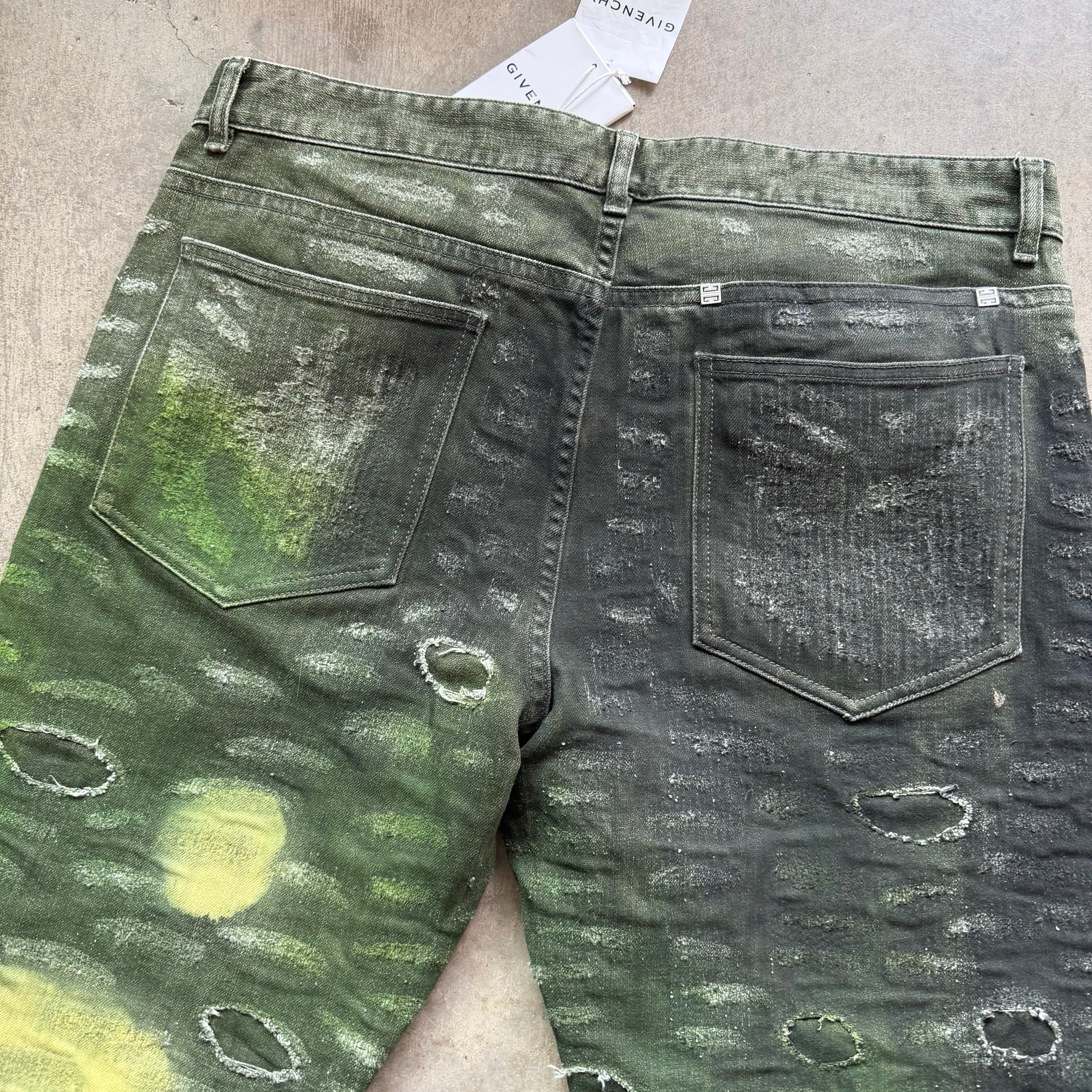37x34 Givenchy Slim Fit Tapered Distressed Tie Dye Jeans