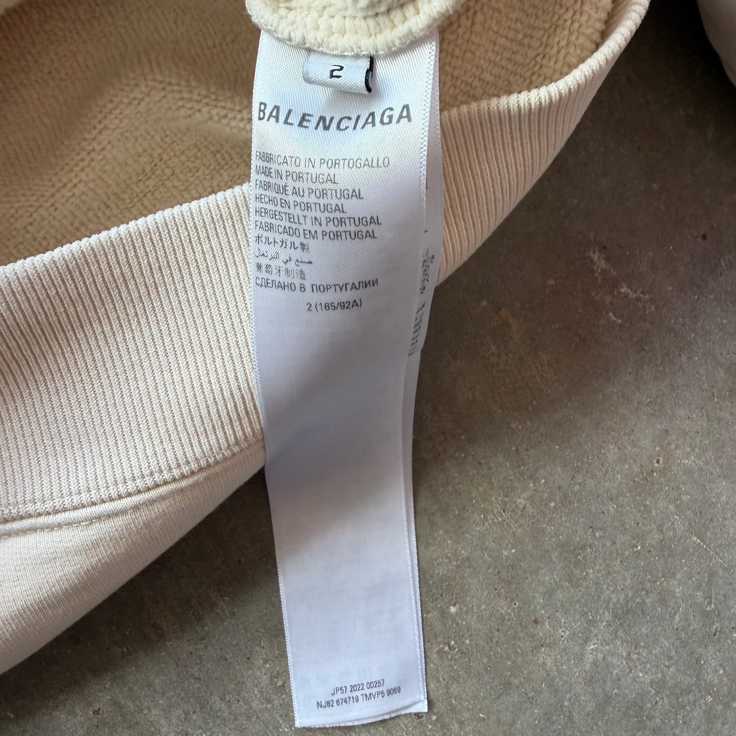 M Balenciaga Creme Small Logo Full Zip