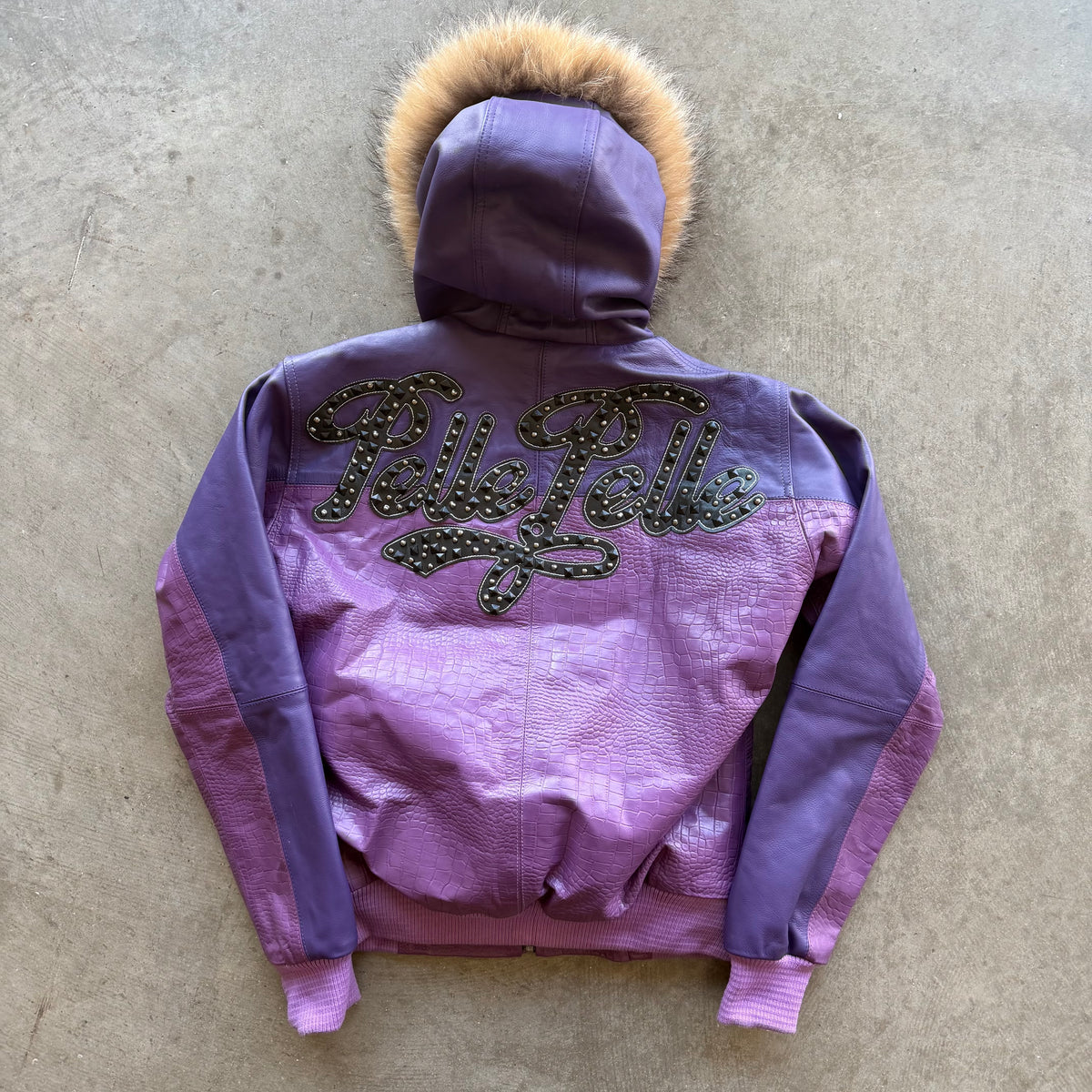 XL Pelle Pelle Fur Hooded Jacket Purple