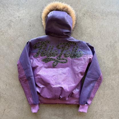XL Pelle Pelle Fur Hooded Jacket Purple