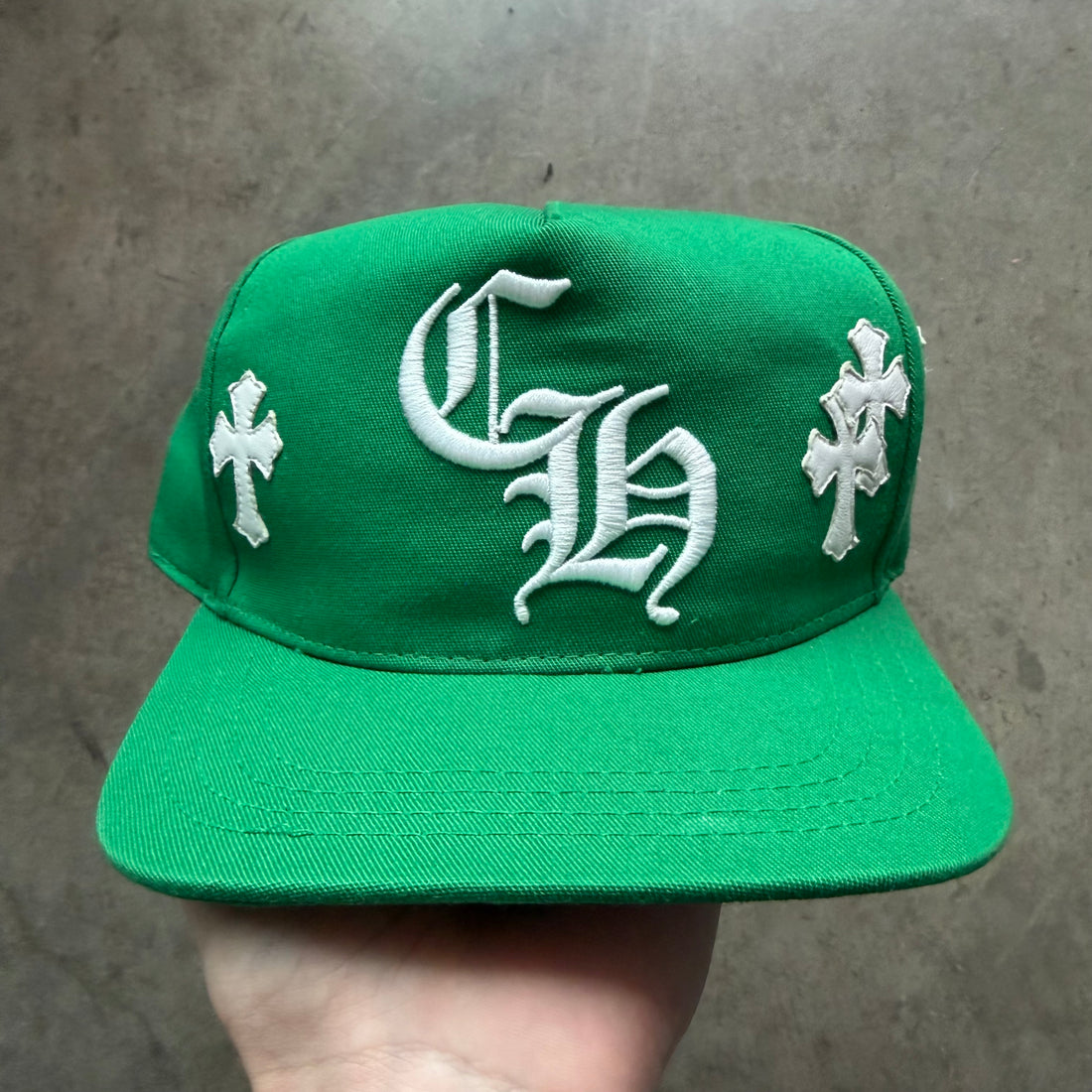 Chrome Hearts Cross Patch Baseball Hat Green