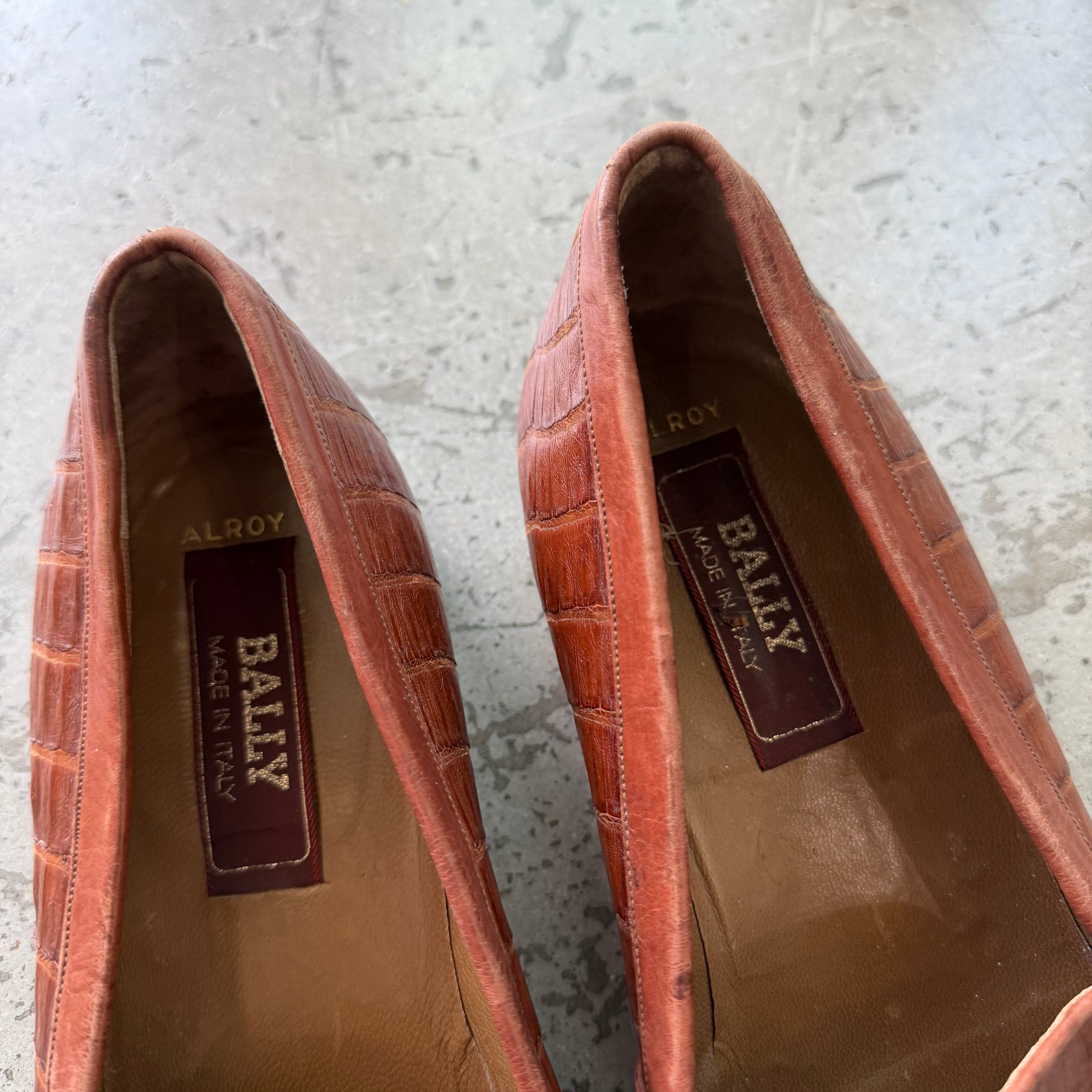 10.5 Used Vintage Bally Croc Loafers