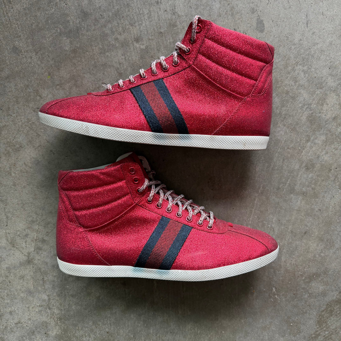 10 Used Gucci Ace High Top Red Glitter