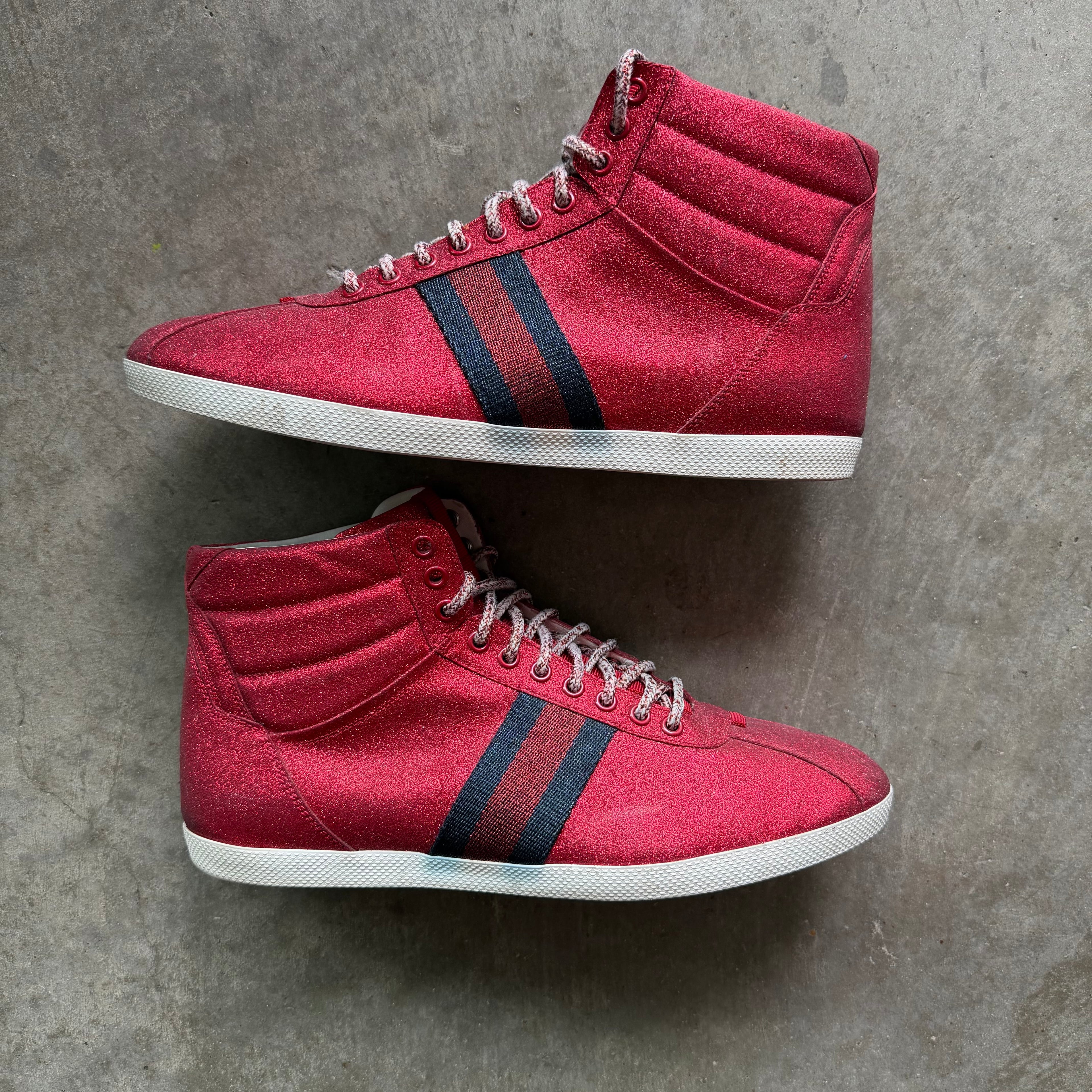 10 Used Gucci Ace High Top Red Glitter