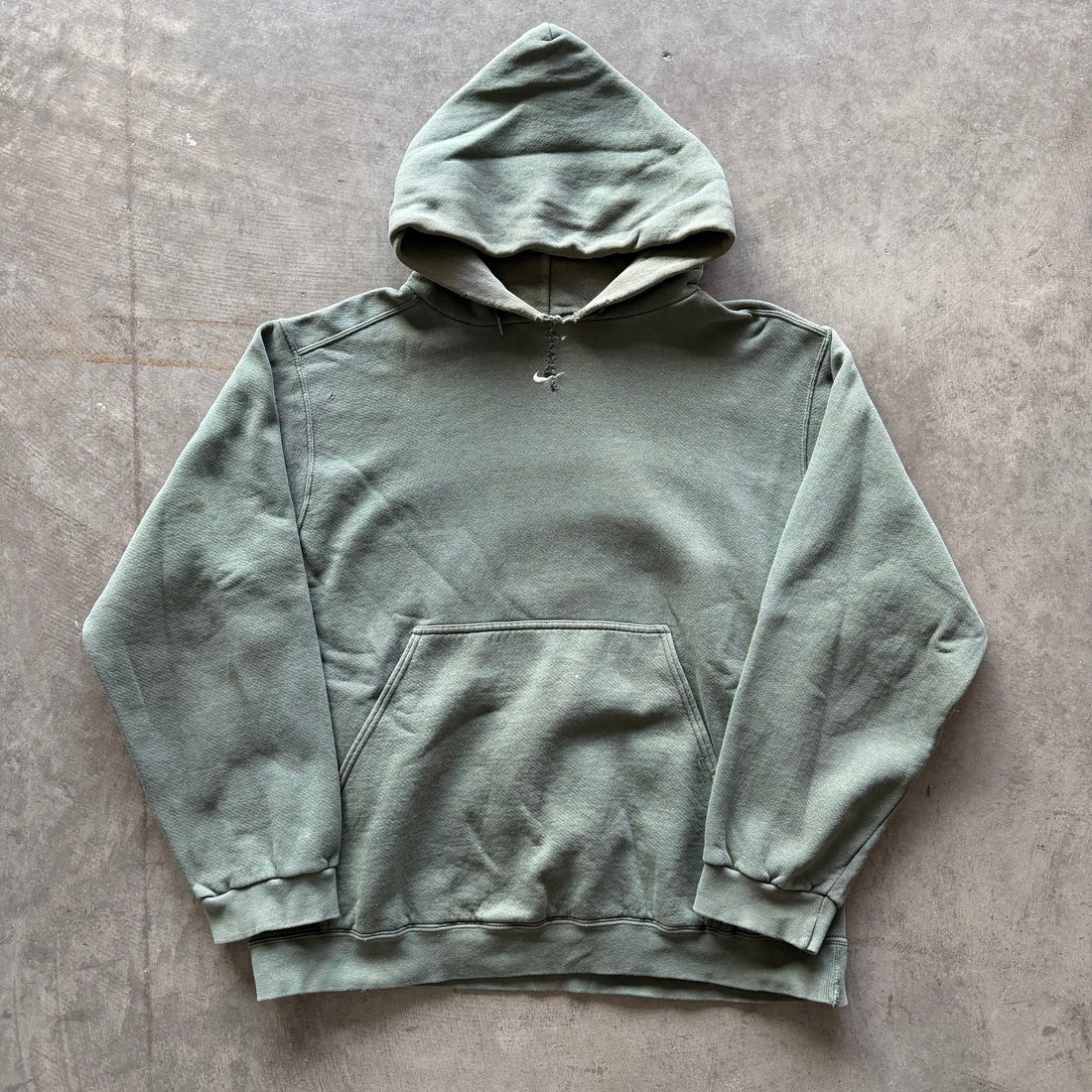 L 90s Nike Center Swoosh Hoodie Olive