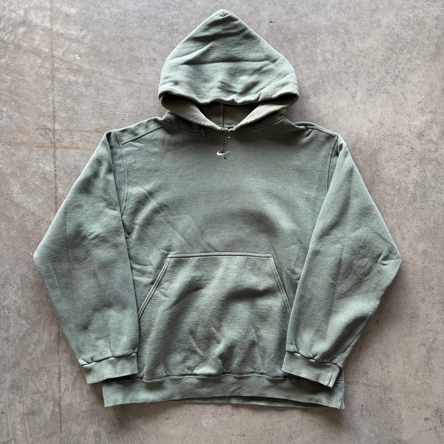 L 90s Nike Center Swoosh Hoodie Olive