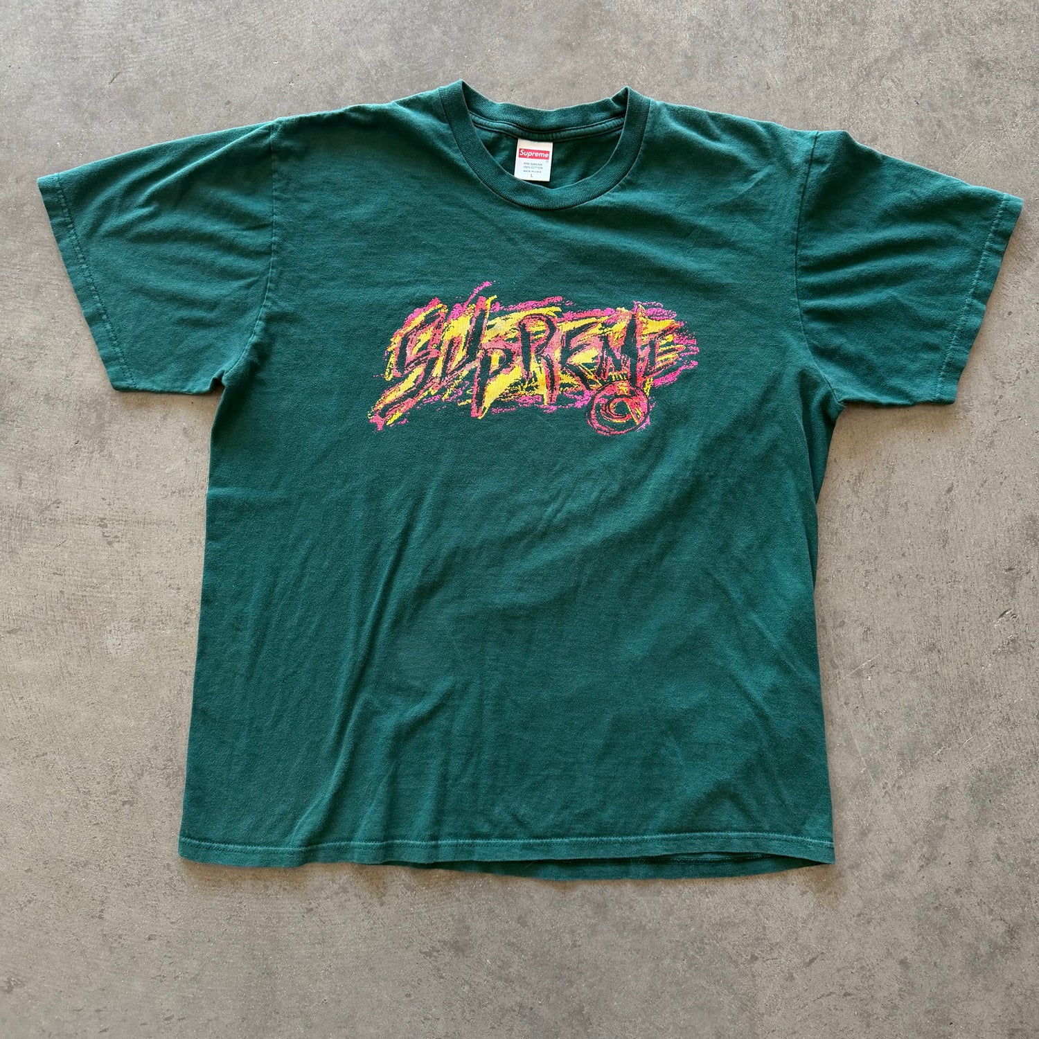 L Supreme Scratch Logo Tee Green