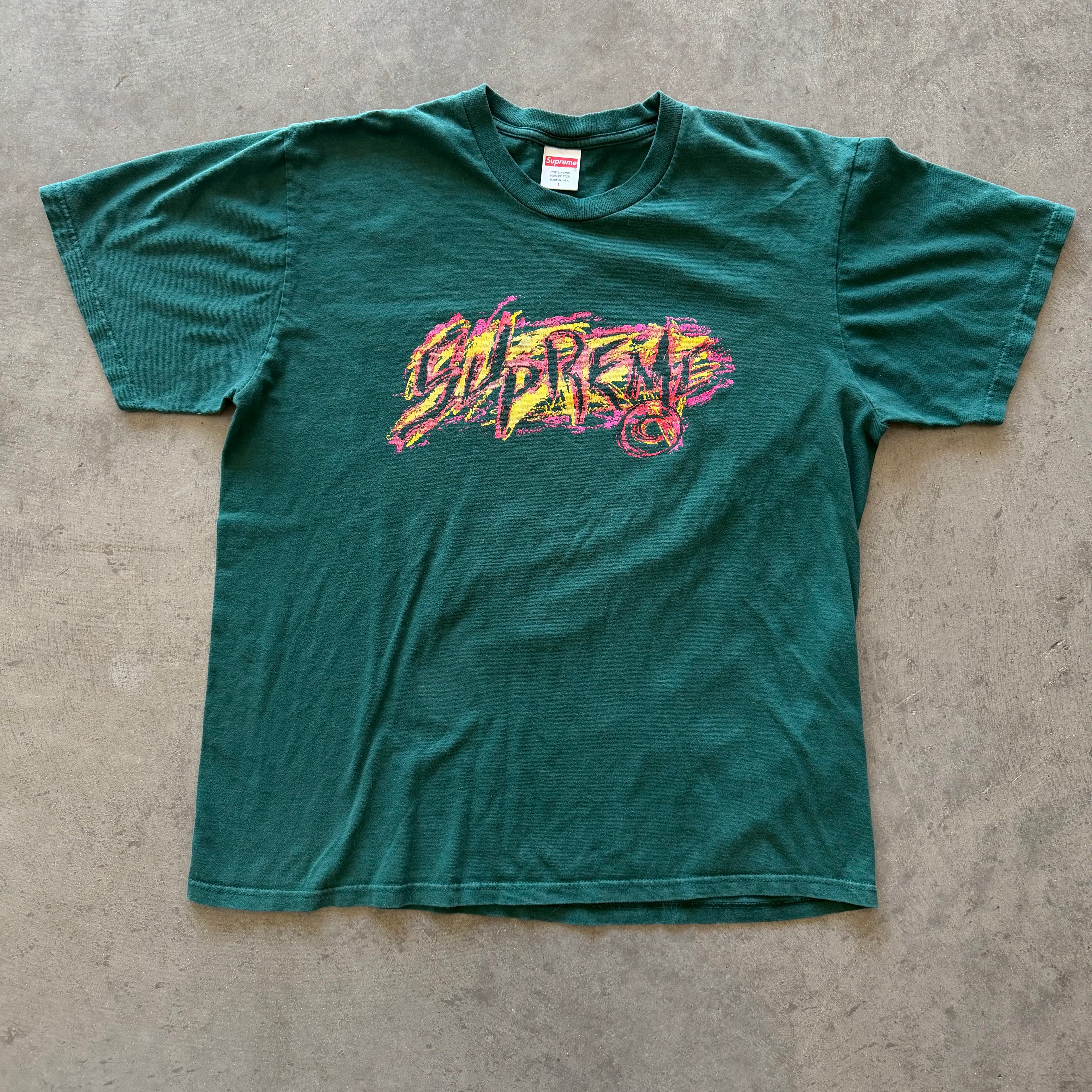 L Supreme Scratch Logo Tee Green
