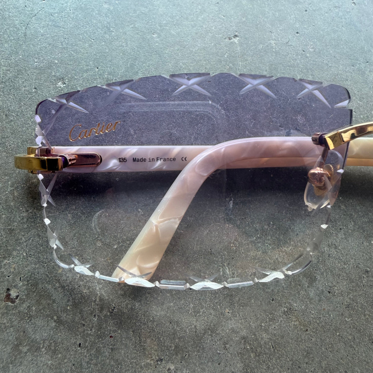 Cartier Purple Lense Diamond Cut Frames