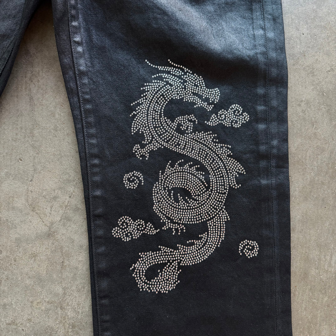 29x31 Amiri Waxed Denim Studded Pants