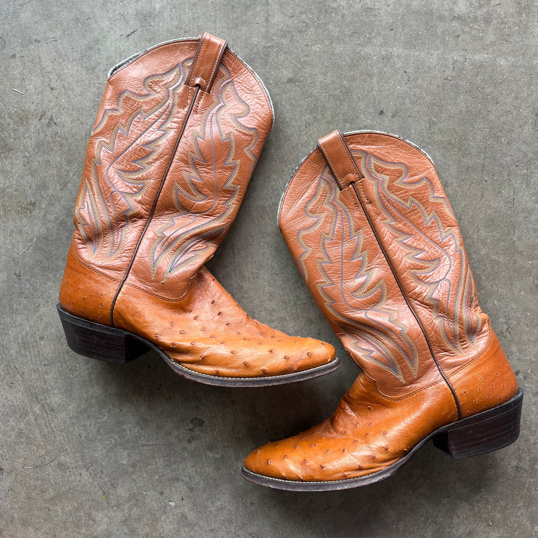 9 Used Ostrich Skin Justin Boots