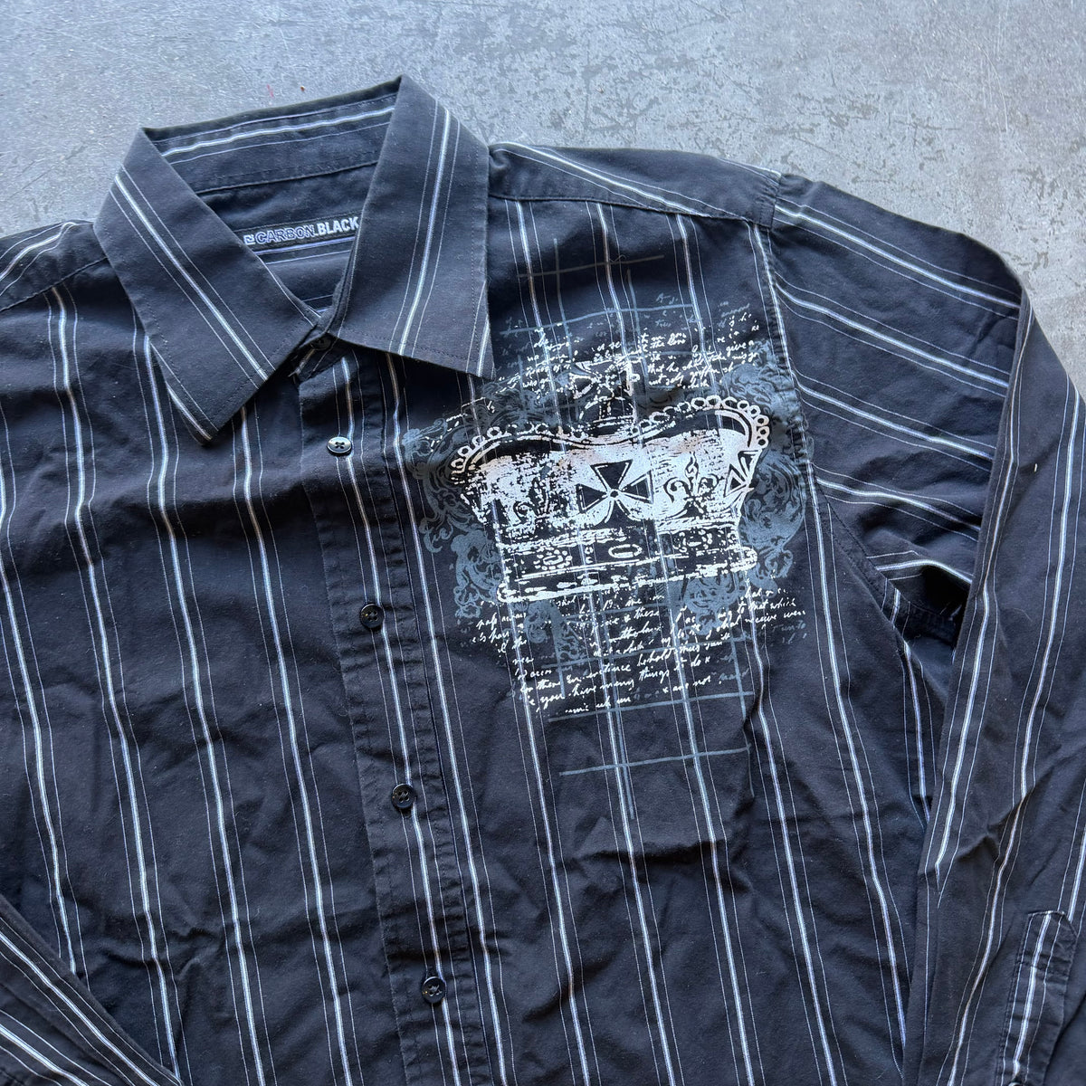 L Y2K Carbon Black Button Up