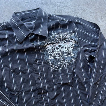 L Y2K Carbon Black Button Up