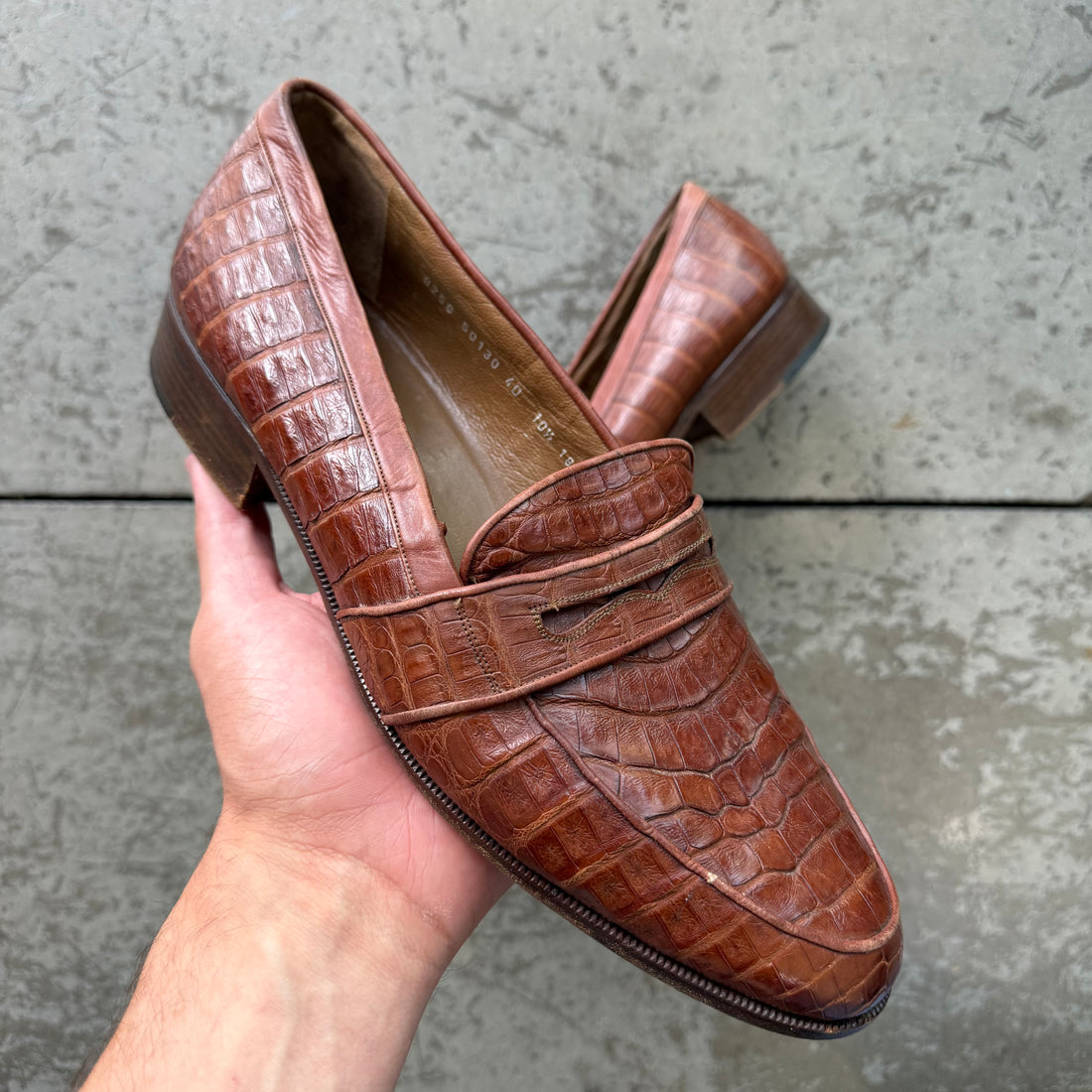 10.5 Used Vintage Bally Croc Loafers