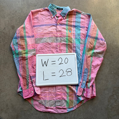 S Pink Longsleeve Polo Button Up