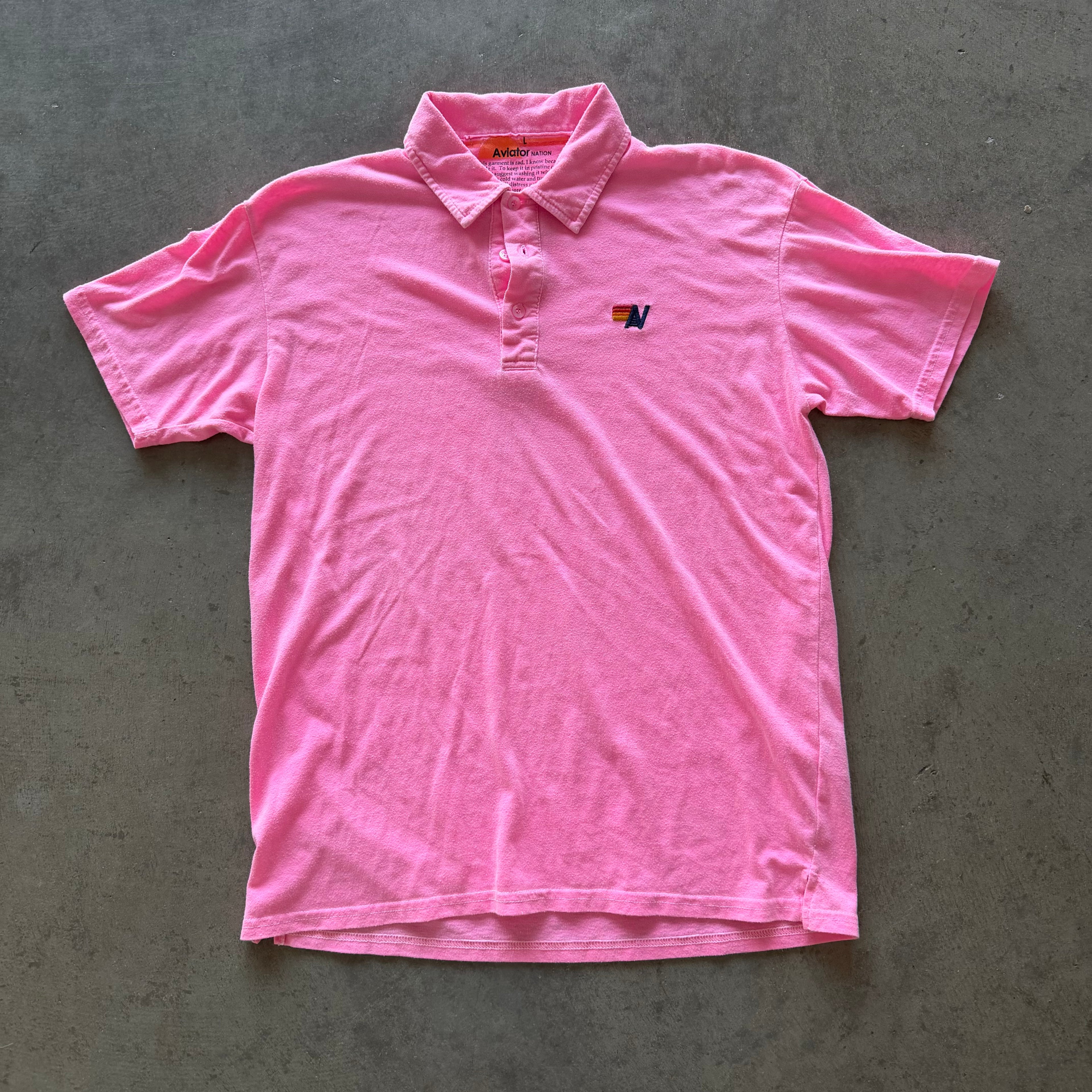 L Pink Aviator Nation Polo