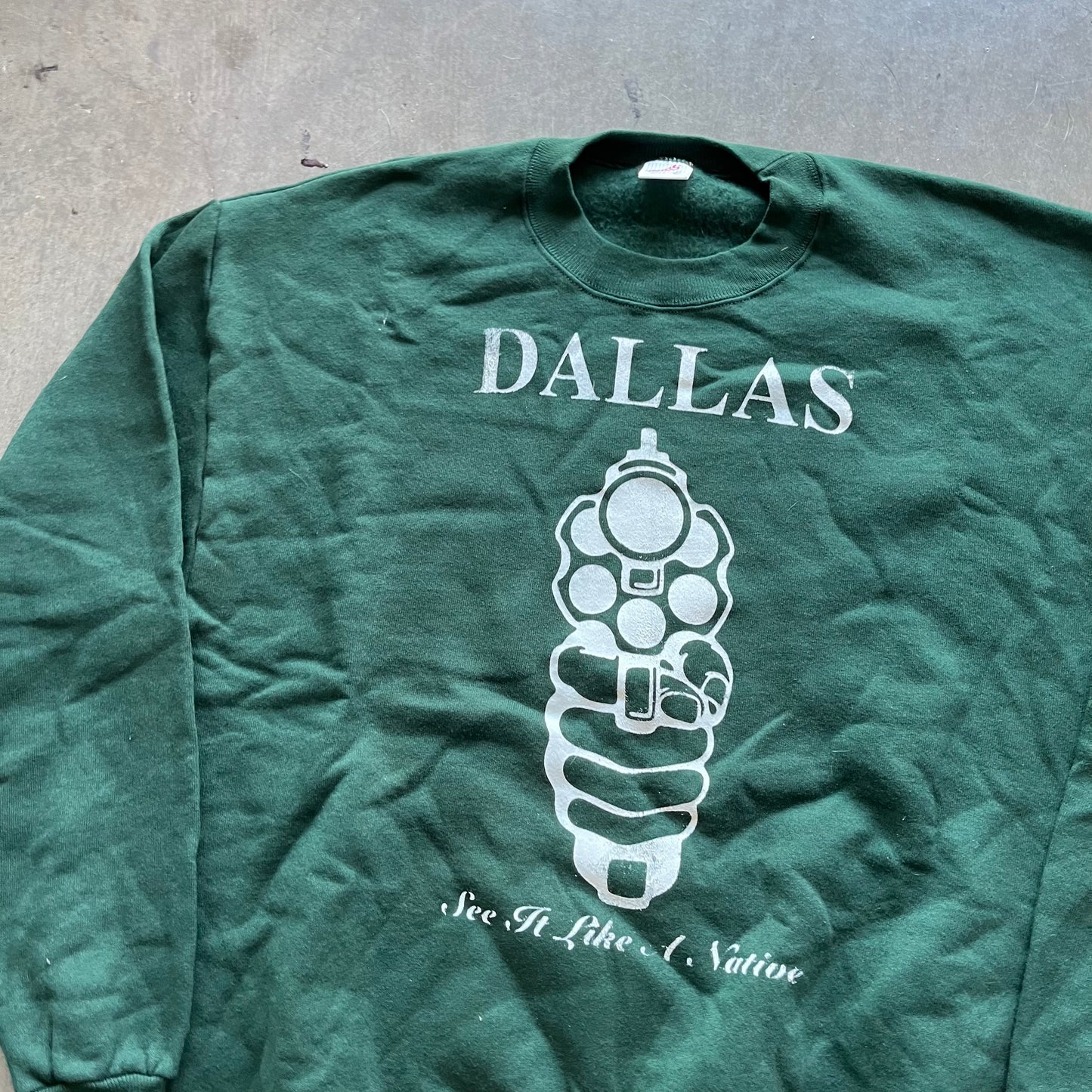 L Green/White Dallas Rework Crewneck