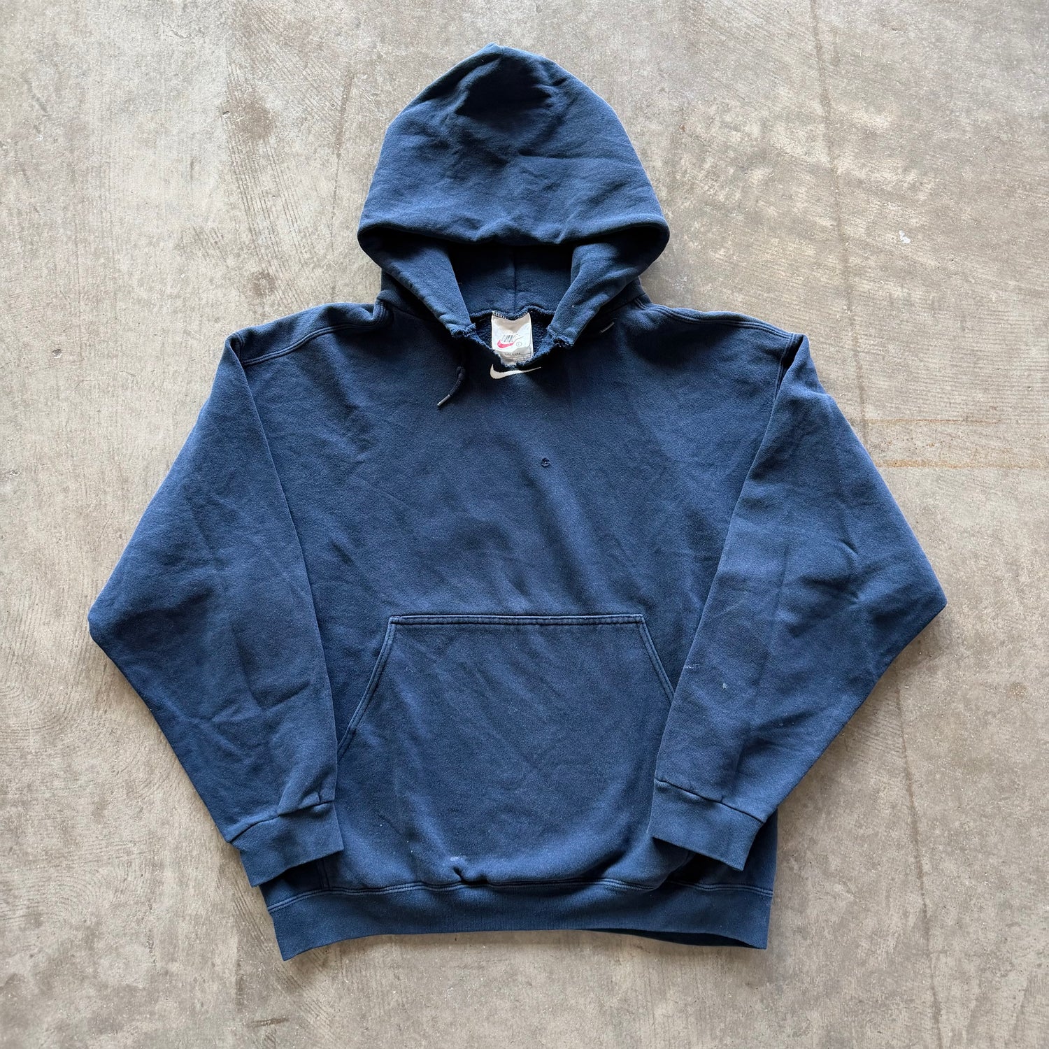 L 90s Nike Center Swoosh Hoodie Navy