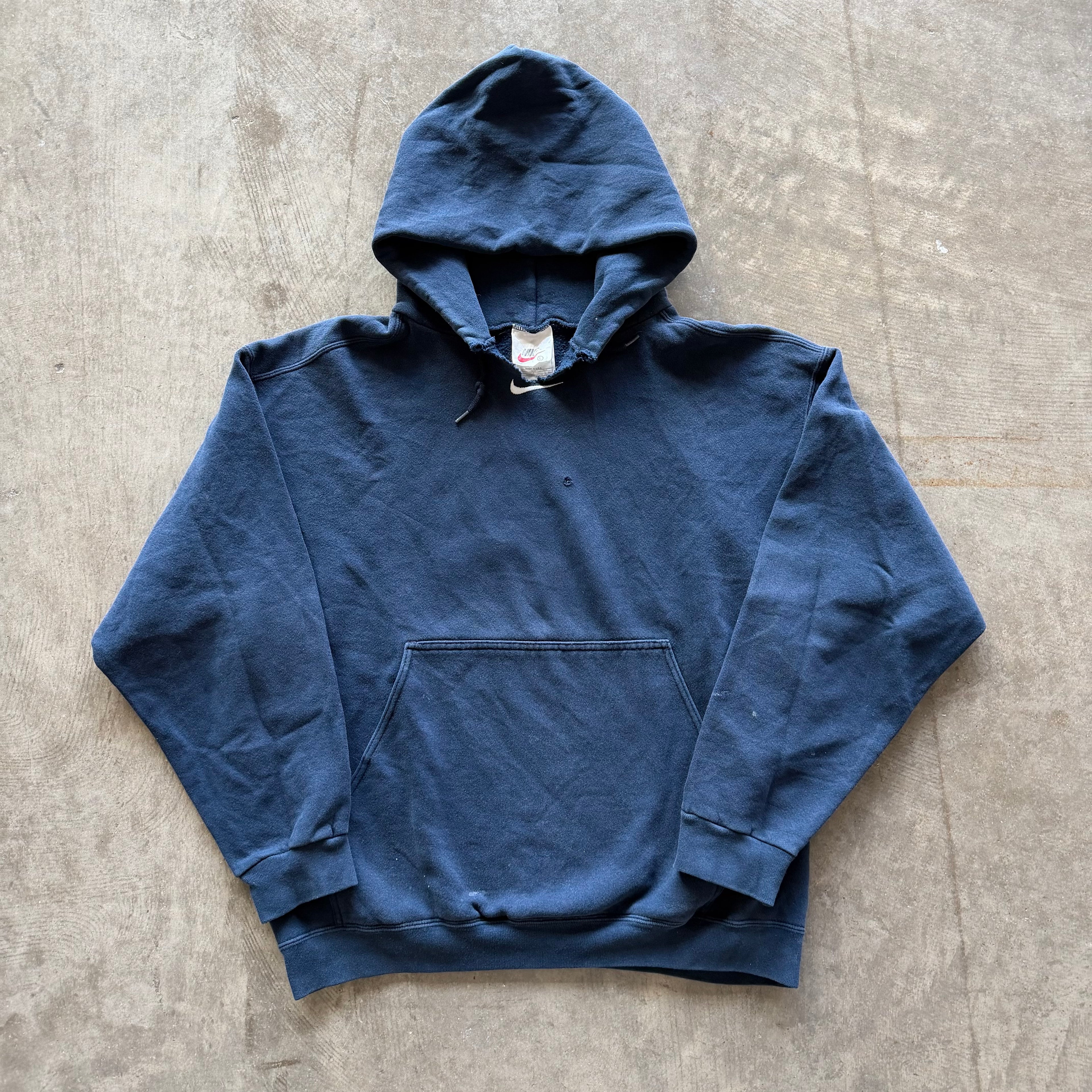L 90s Nike Center Swoosh Hoodie Navy