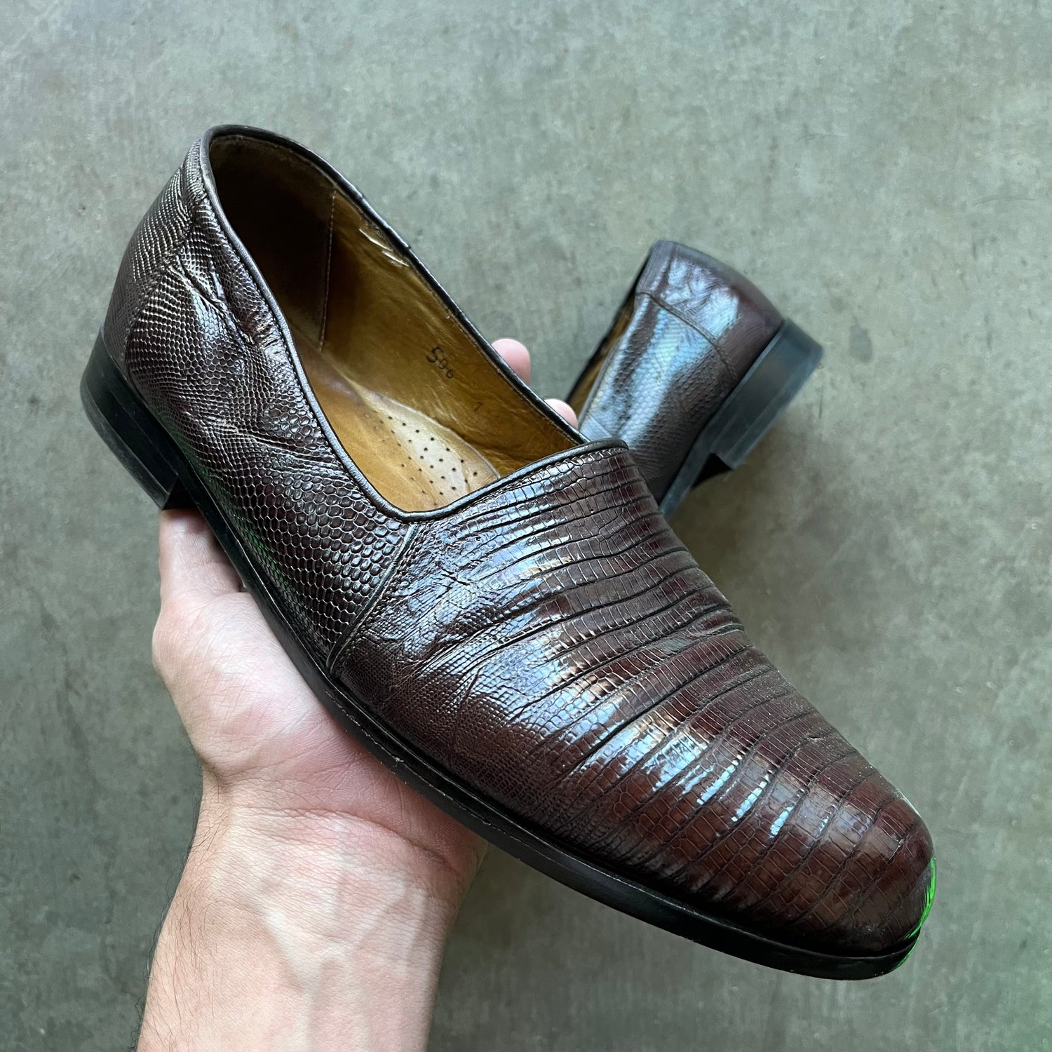 11.5 Used Zelli Teju Lizard Loafers