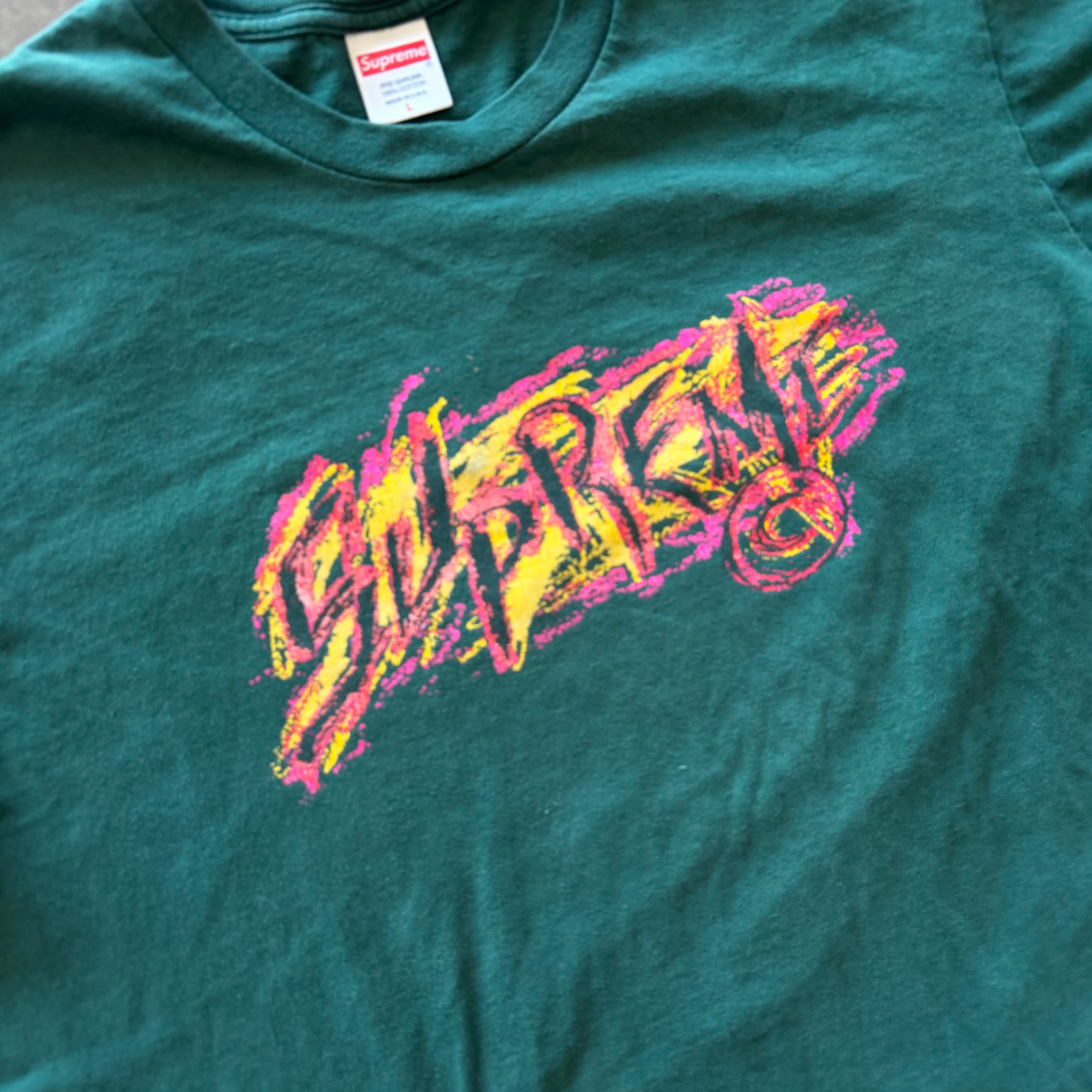 L Supreme Scratch Logo Tee Green