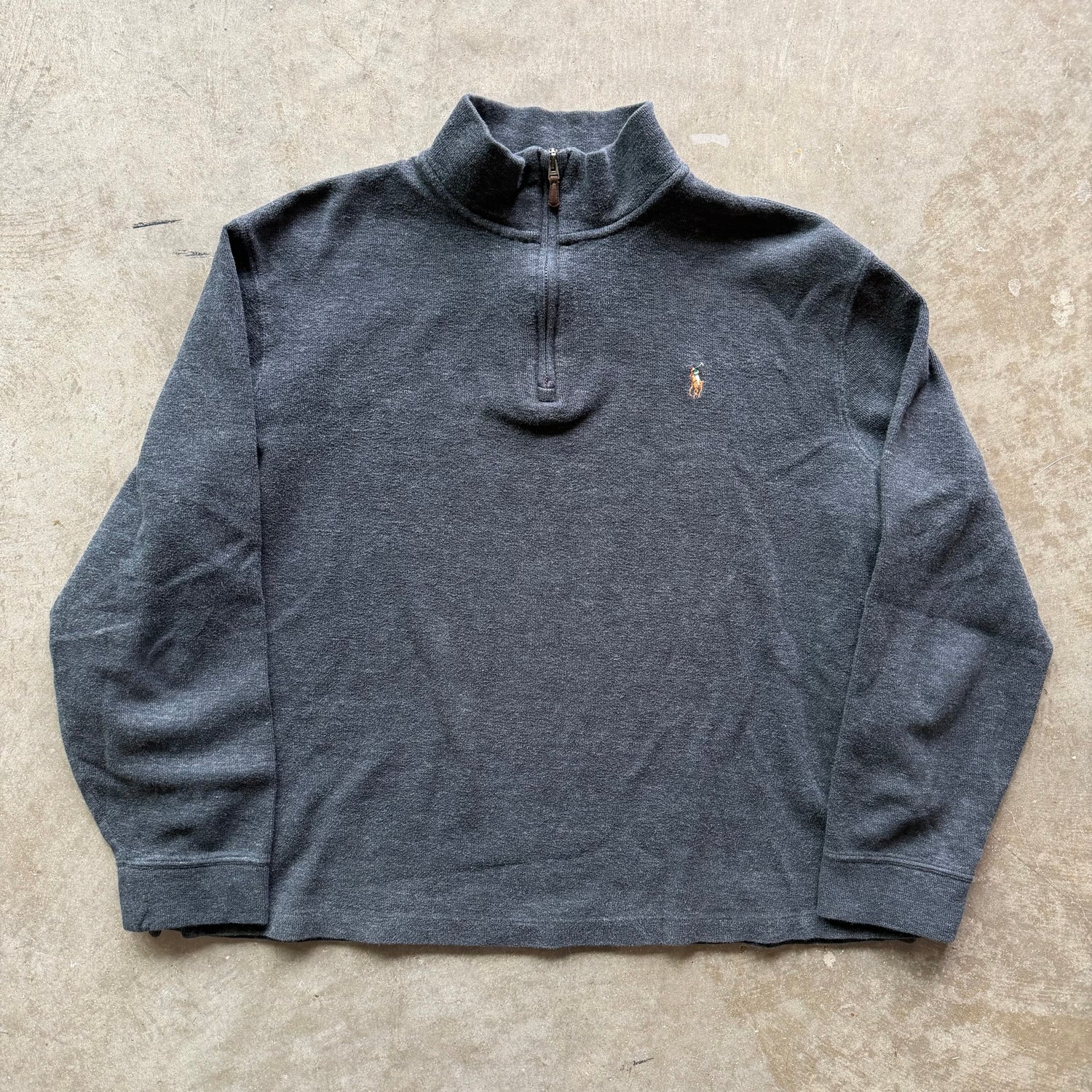 L Grey Polo Quarter Zip