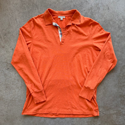 XL Orange Burberry Brit Longsleeve Polo