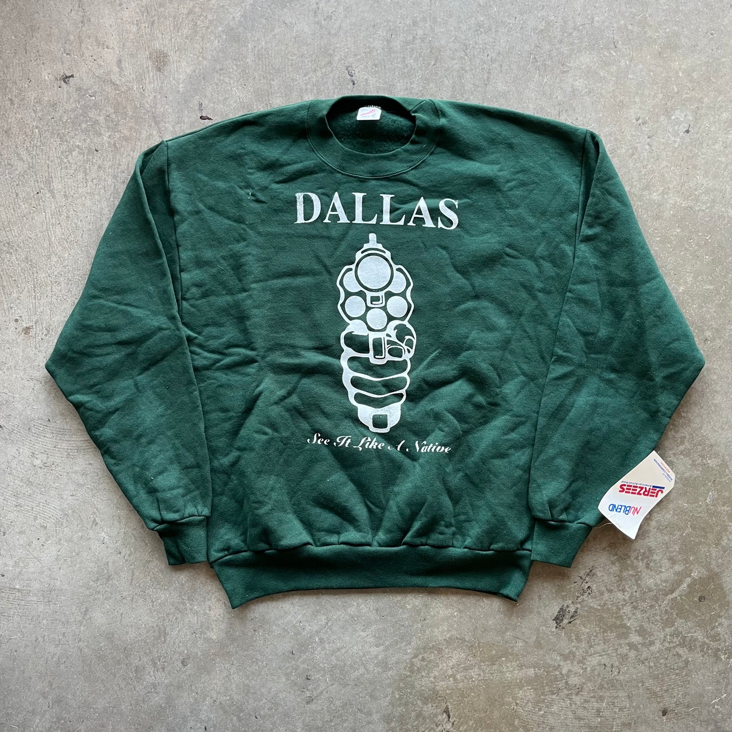 L Green/White Dallas Rework Crewneck