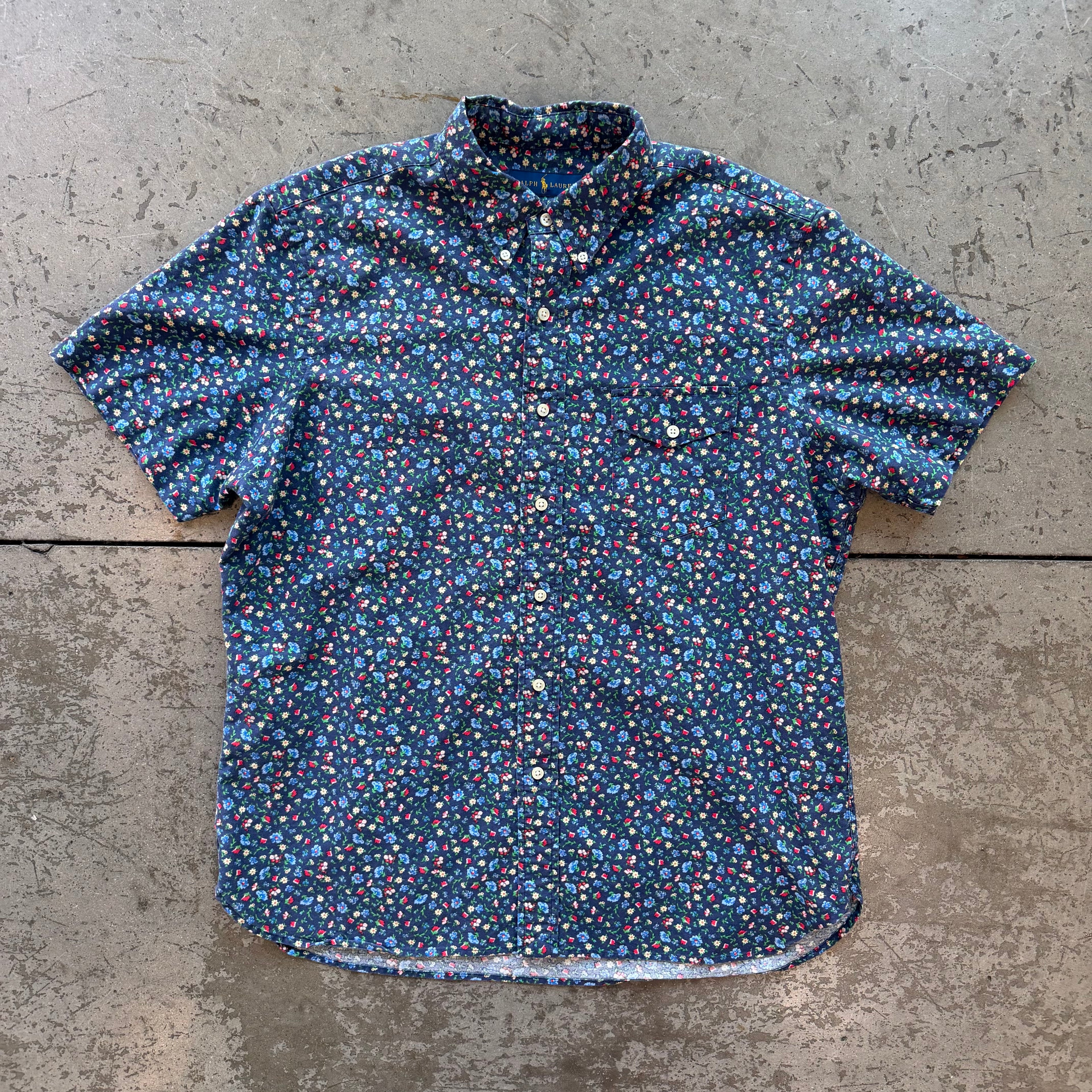 L Button Up Polo Flower Tee