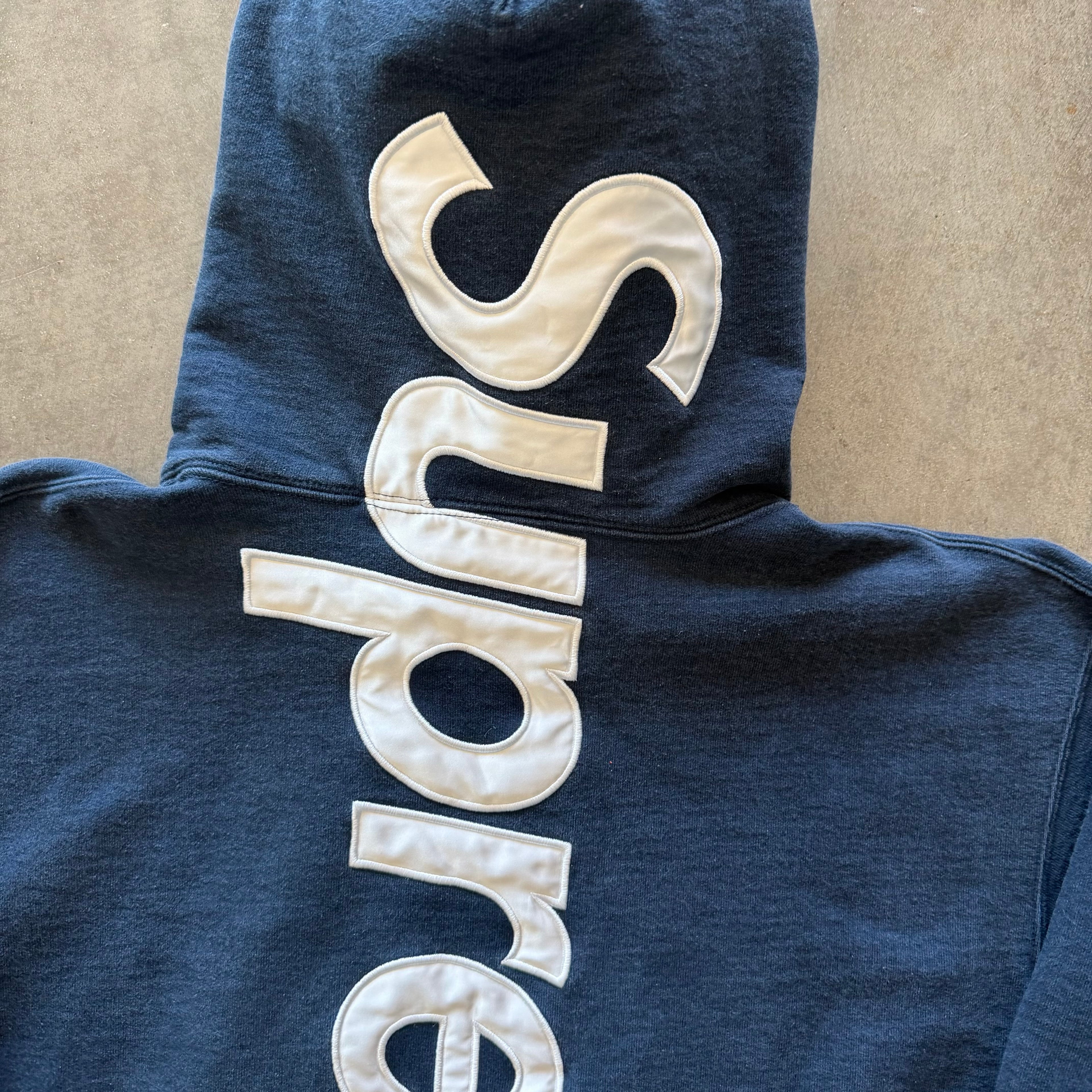 M Supreme Satin Appliqué Hoodie Navy