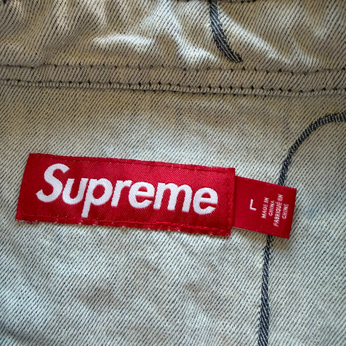 L Supreme Script Denim Button Up