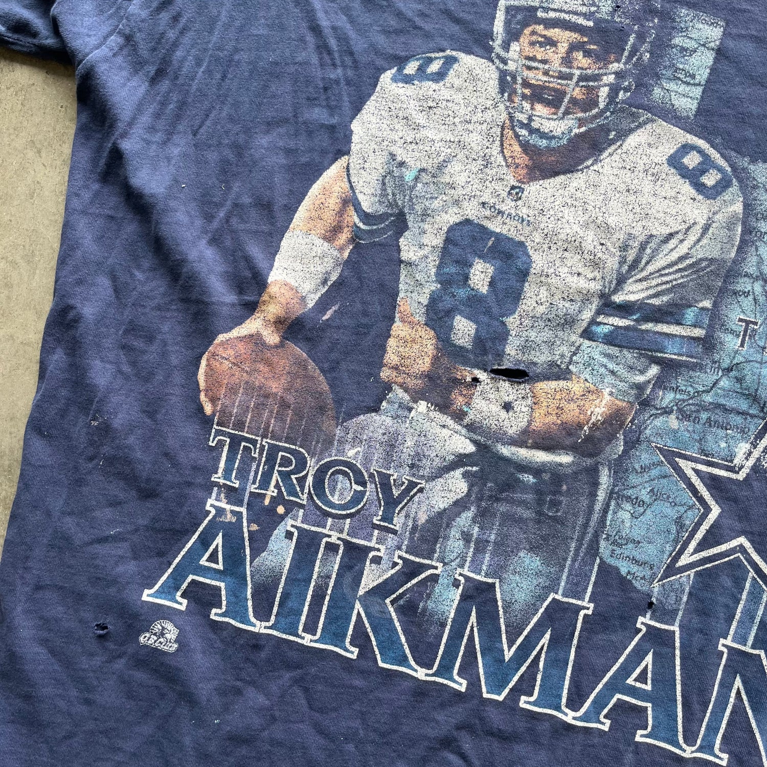 XL Thrashed 90s Aikman Cowboys Tee
