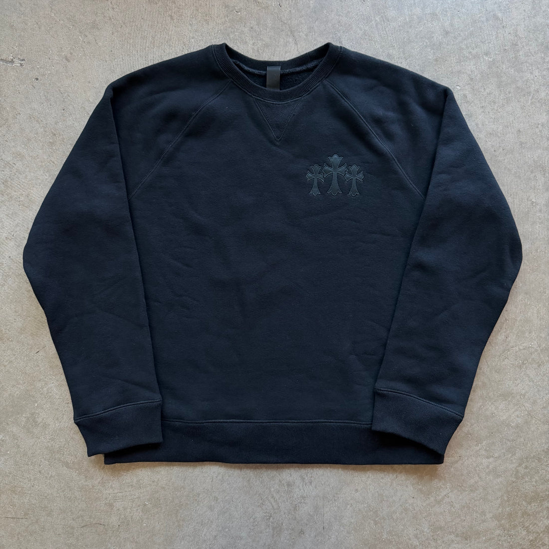 XL Chrome Hearts Nylon Patch 7–11 Crewneck Black