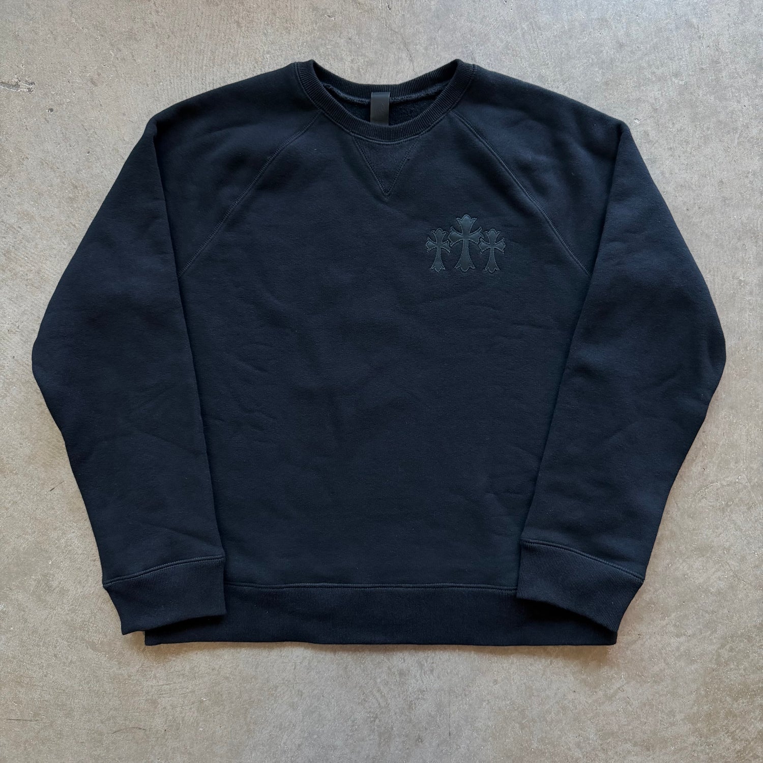 XL Chrome Hearts Nylon Patch 7–11 Crewneck Black