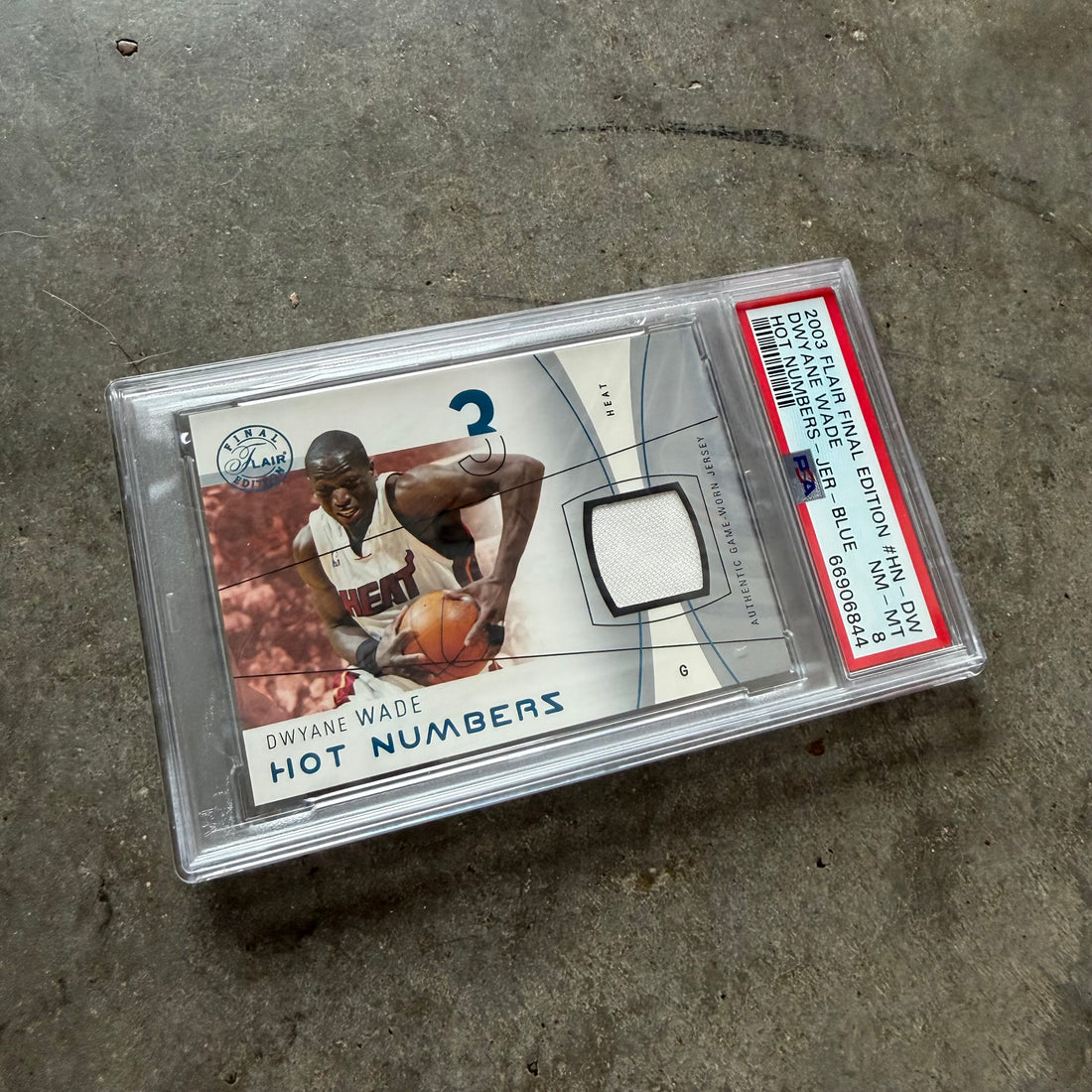 Dwayne Wade 2003 Flair Final Edition Hot Numbers Patch /250 PSA 8